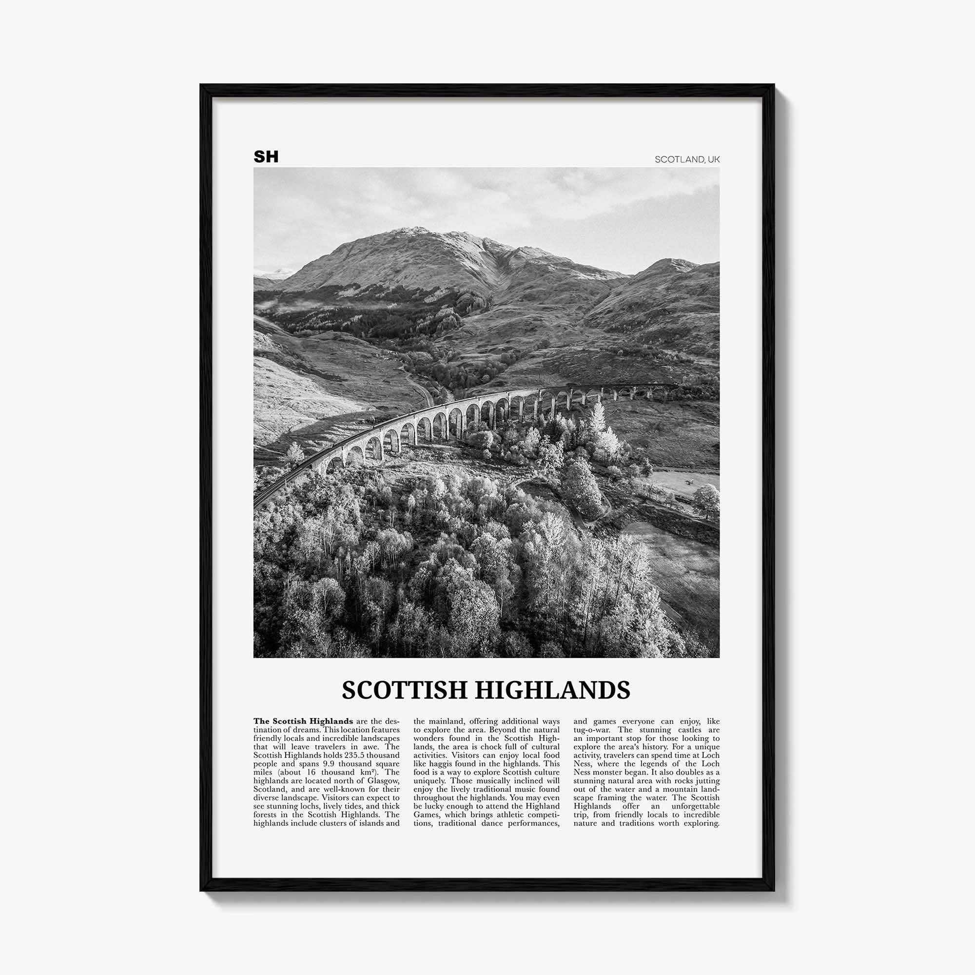 Scottish Highlands Print Black and White, Scottish Highlands Wall Art, Scottish Highlands Poster, Scottish Highlands Photo, Scotland, UK