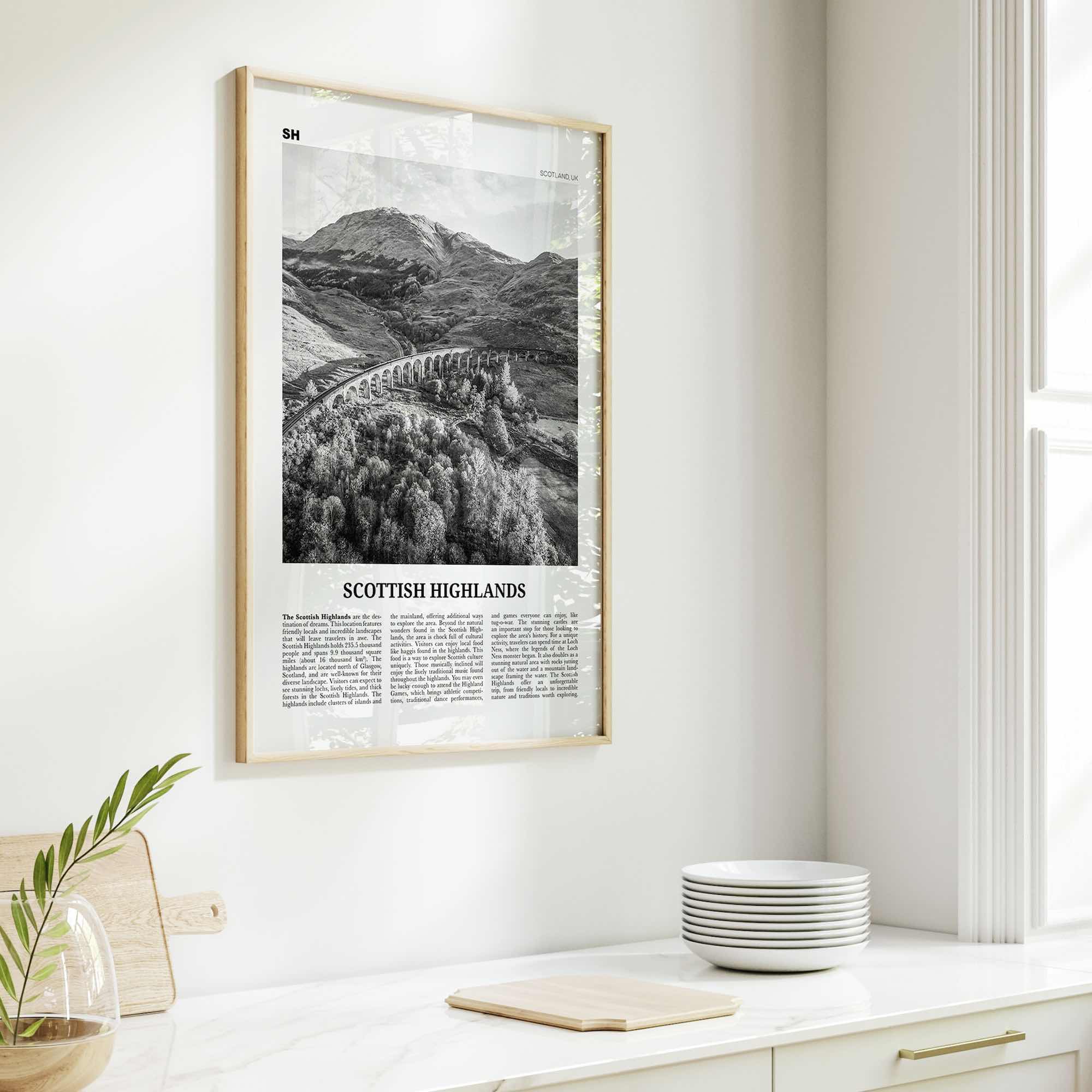 Scottish Highlands Print Black and White, Scottish Highlands Wall Art, Scottish Highlands Poster, Scottish Highlands Photo, Scotland, UK