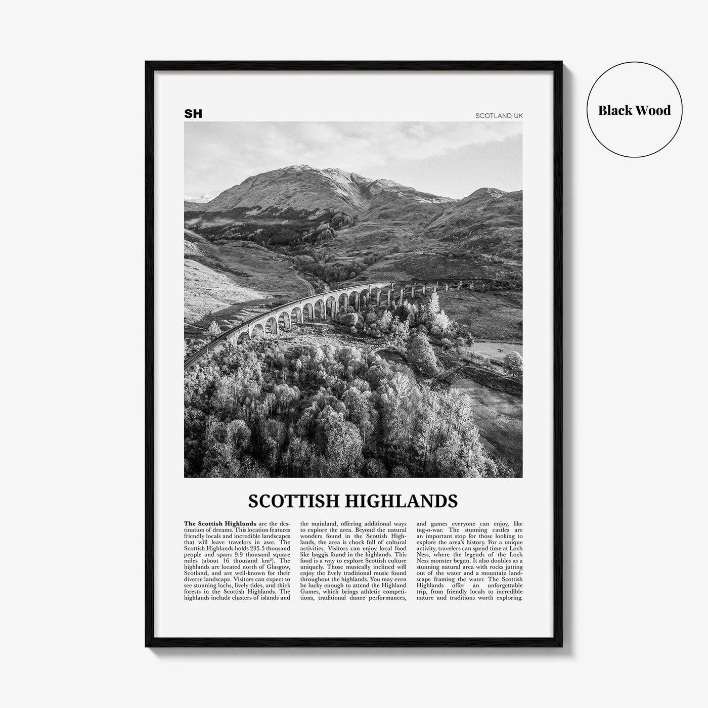 Scottish Highlands Print Black and White, Scottish Highlands Wall Art, Scottish Highlands Poster, Scottish Highlands Photo, Scotland, UK