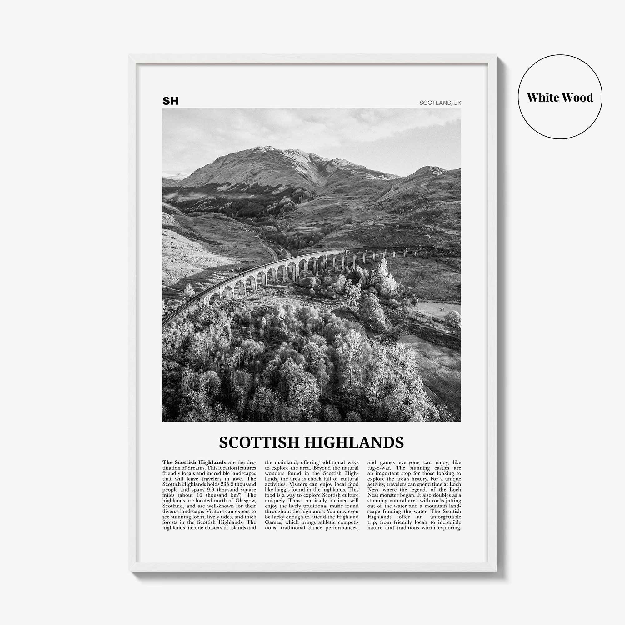 Scottish Highlands Print Black and White, Scottish Highlands Wall Art, Scottish Highlands Poster, Scottish Highlands Photo, Scotland, UK