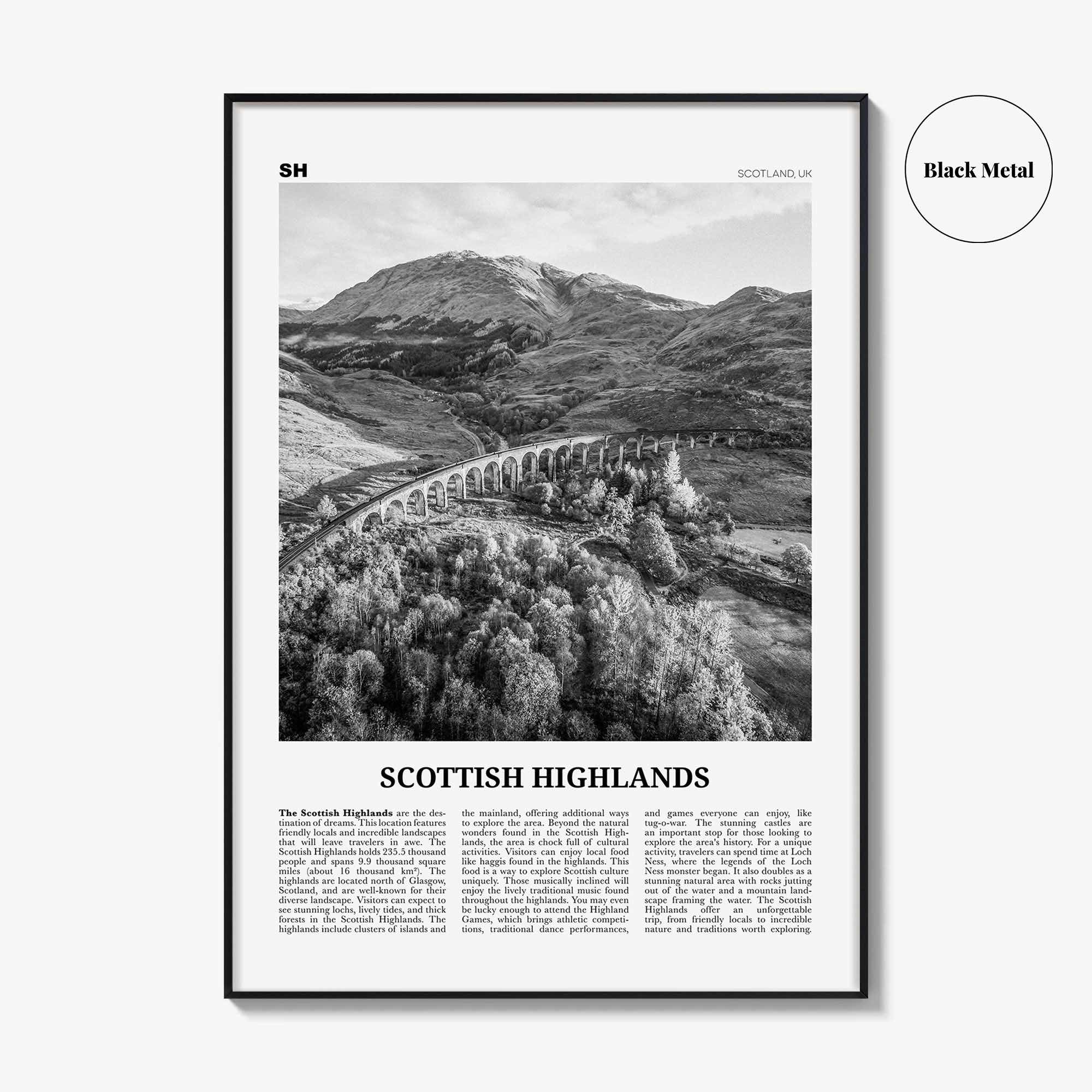 Scottish Highlands Print Black and White, Scottish Highlands Wall Art, Scottish Highlands Poster, Scottish Highlands Photo, Scotland, UK