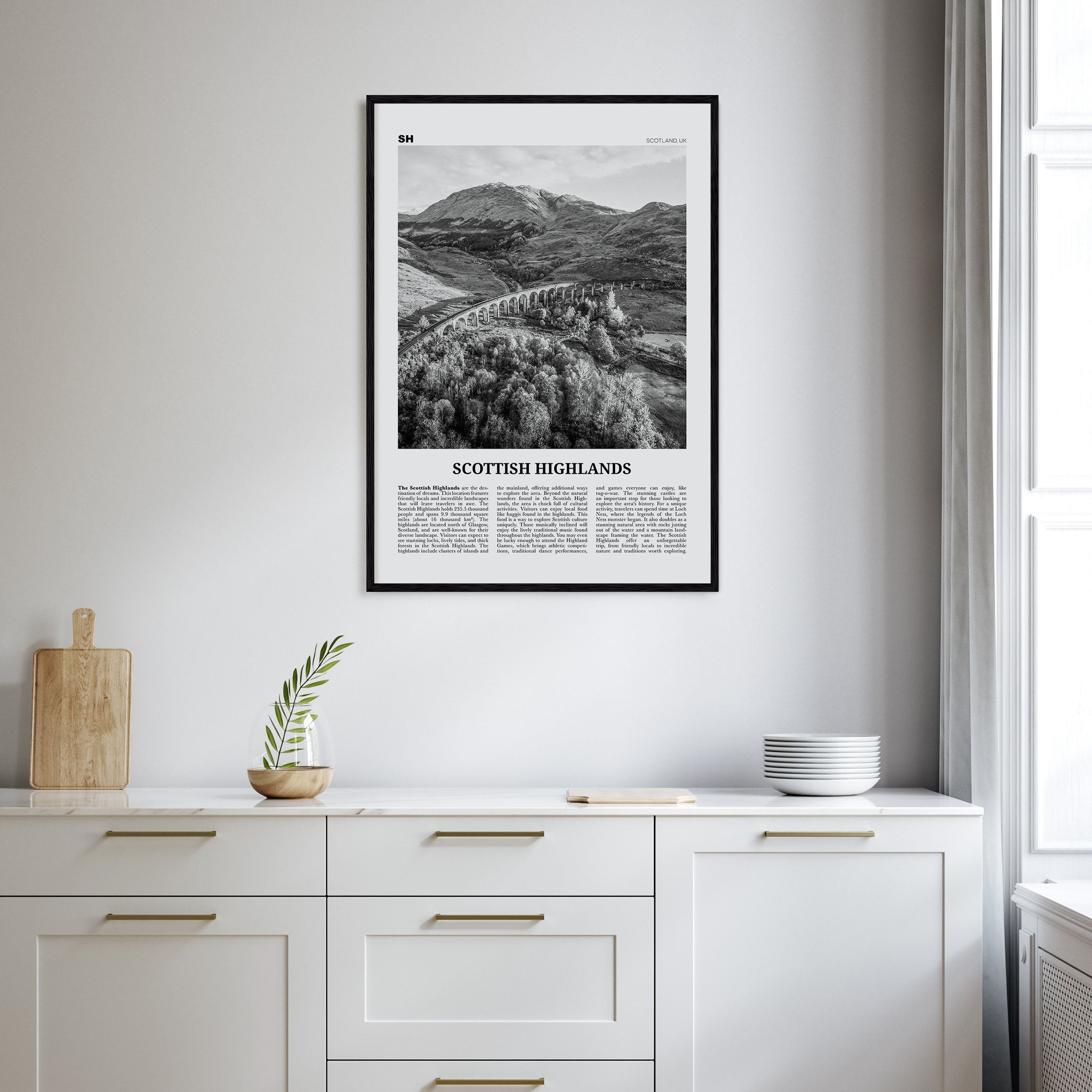 Scottish Highlands Travel B&W Poster