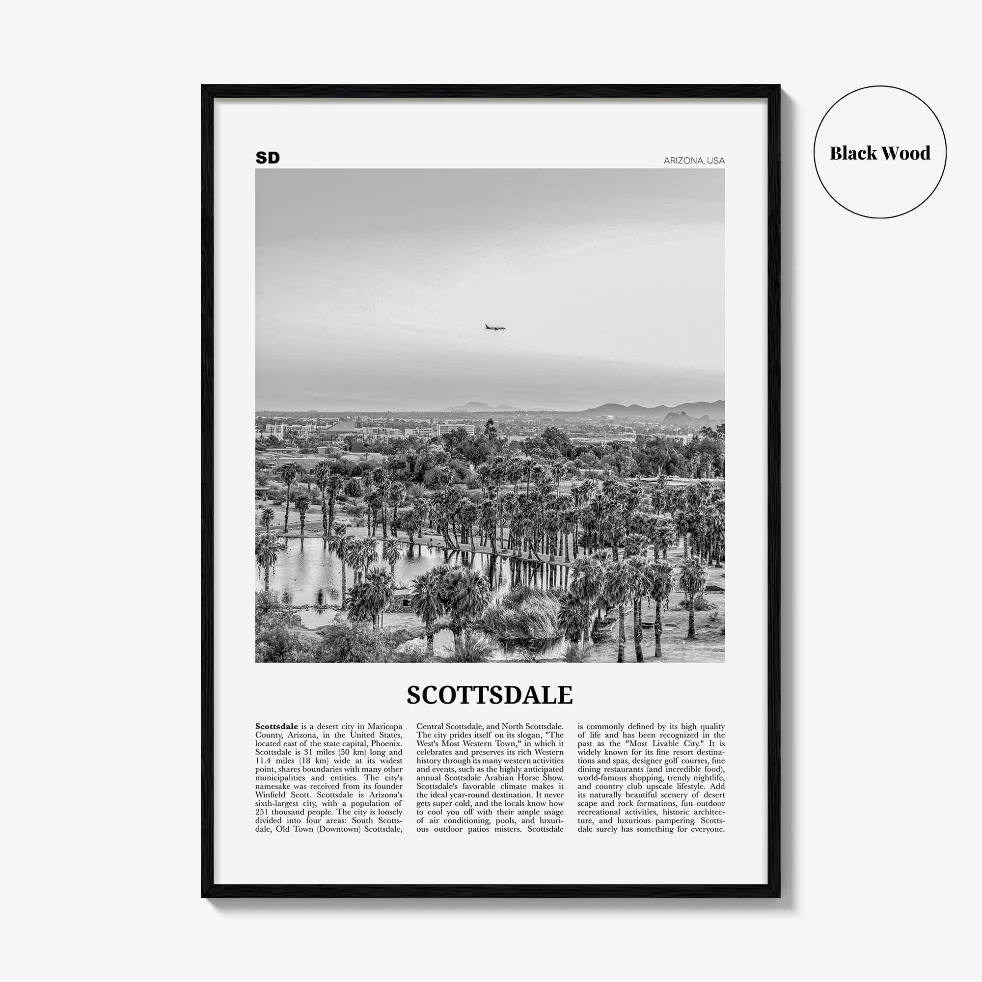 Scottsdale Print Black and White No 1, Scottsdale Wall Art, Scottsdale Poster, Scottsdale Photo, Arizona, USA, United States, North America