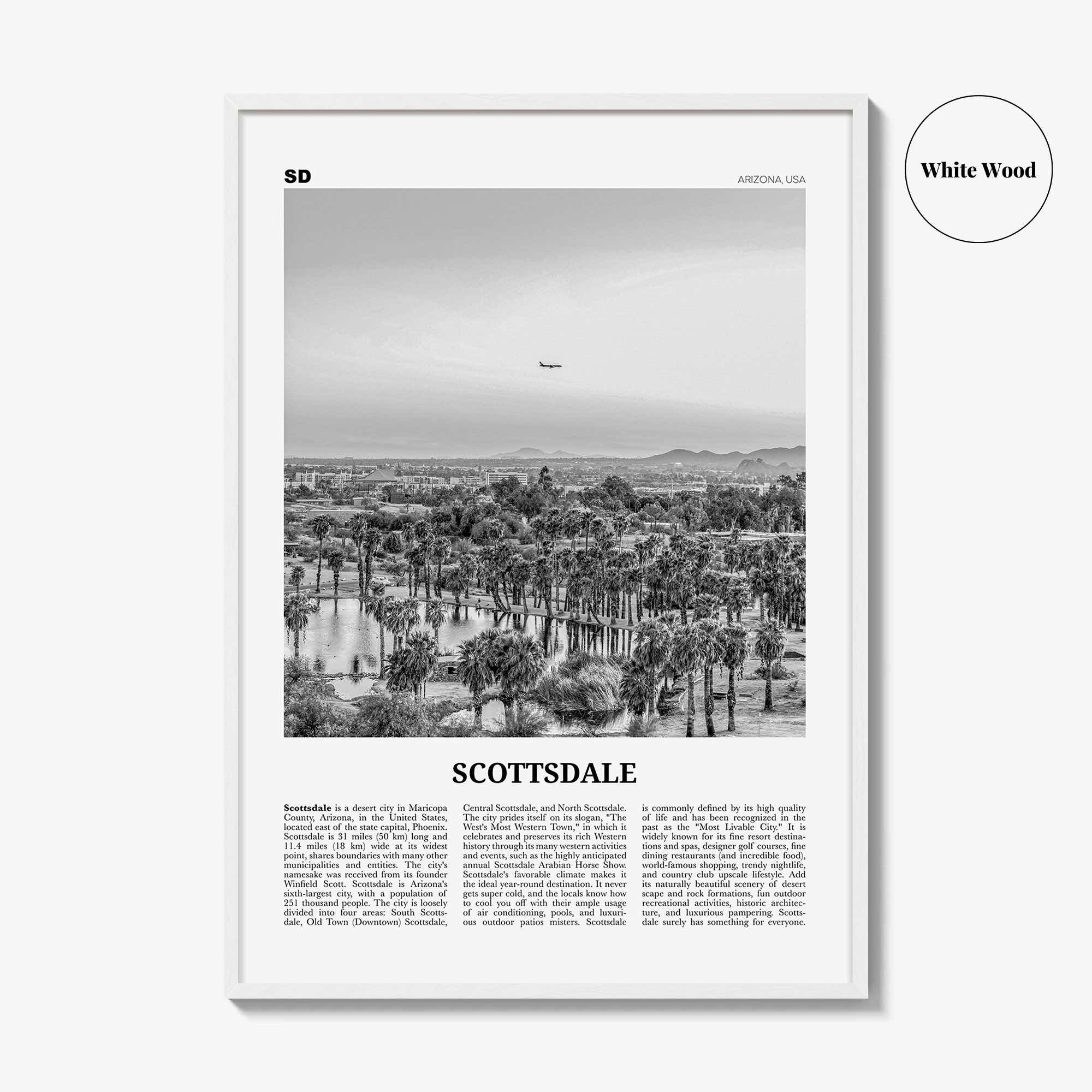 Scottsdale Print Black and White No 1, Scottsdale Wall Art, Scottsdale Poster, Scottsdale Photo, Arizona, USA, United States, North America