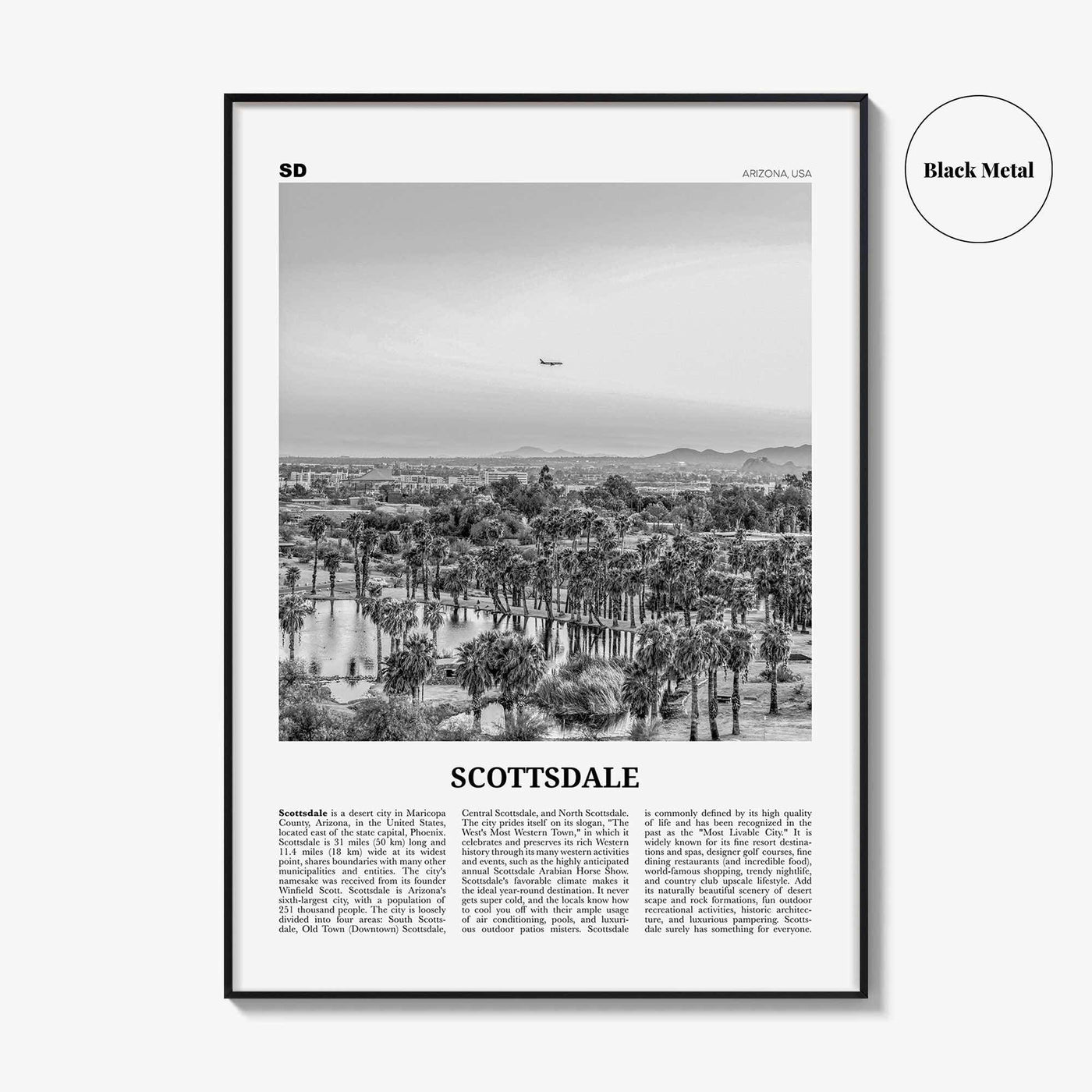 Scottsdale Print Black and White No 1, Scottsdale Wall Art, Scottsdale Poster, Scottsdale Photo, Arizona, USA, United States, North America