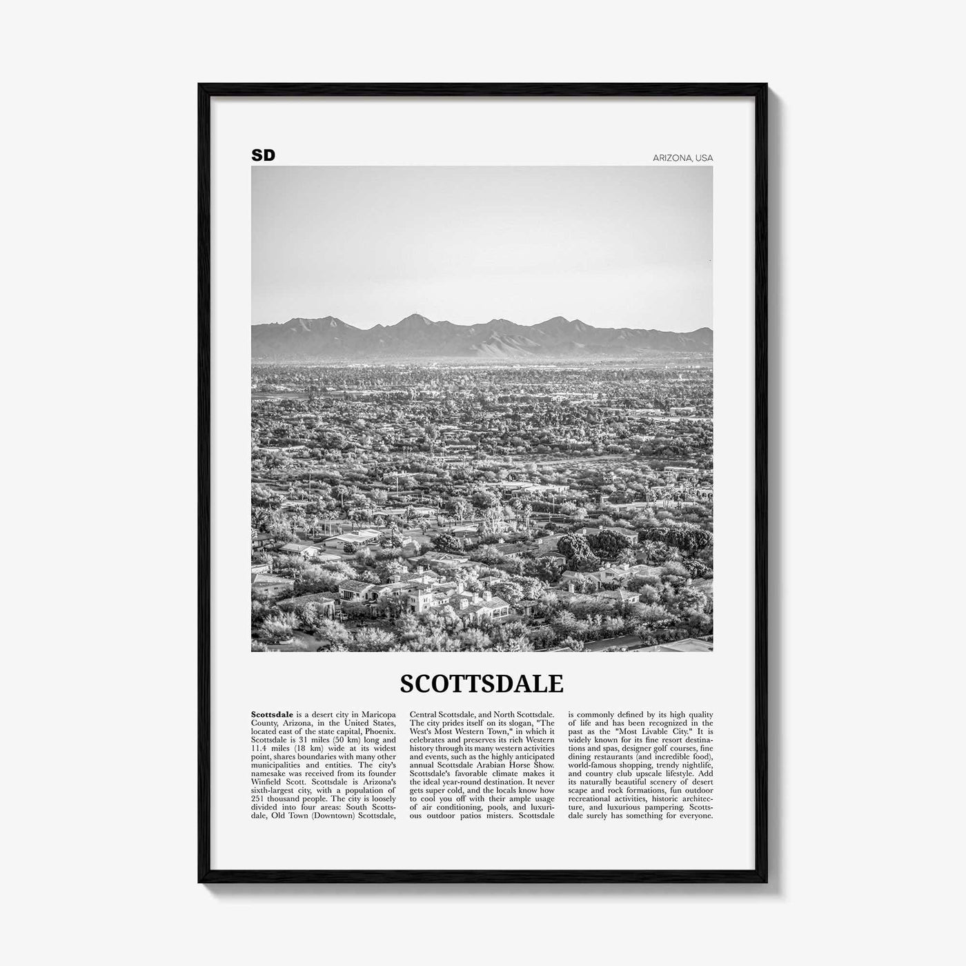Scottsdale Print Black and White No 2, Scottsdale Wall Art, Scottsdale Poster, Scottsdale Photo, Arizona, USA, United States, North America