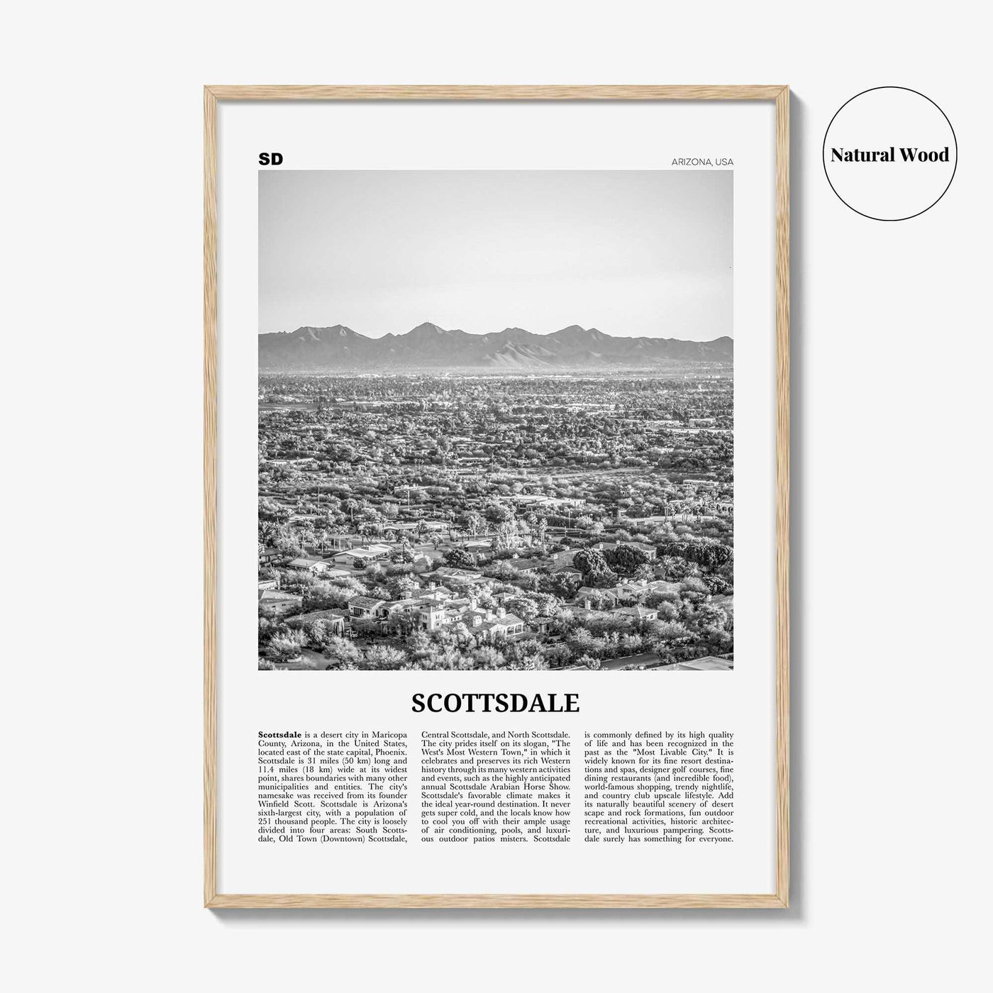 Scottsdale Print Black and White No 2, Scottsdale Wall Art, Scottsdale Poster, Scottsdale Photo, Arizona, USA, United States, North America