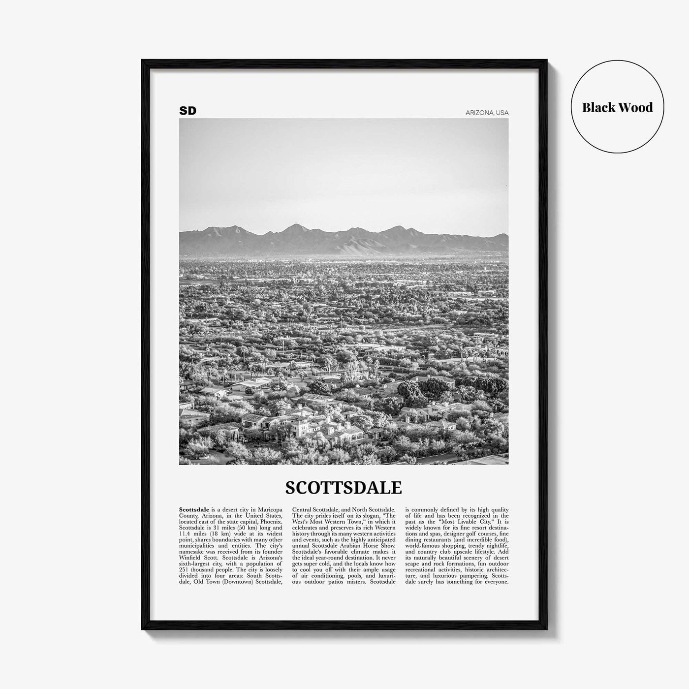 Scottsdale Print Black and White No 2, Scottsdale Wall Art, Scottsdale Poster, Scottsdale Photo, Arizona, USA, United States, North America