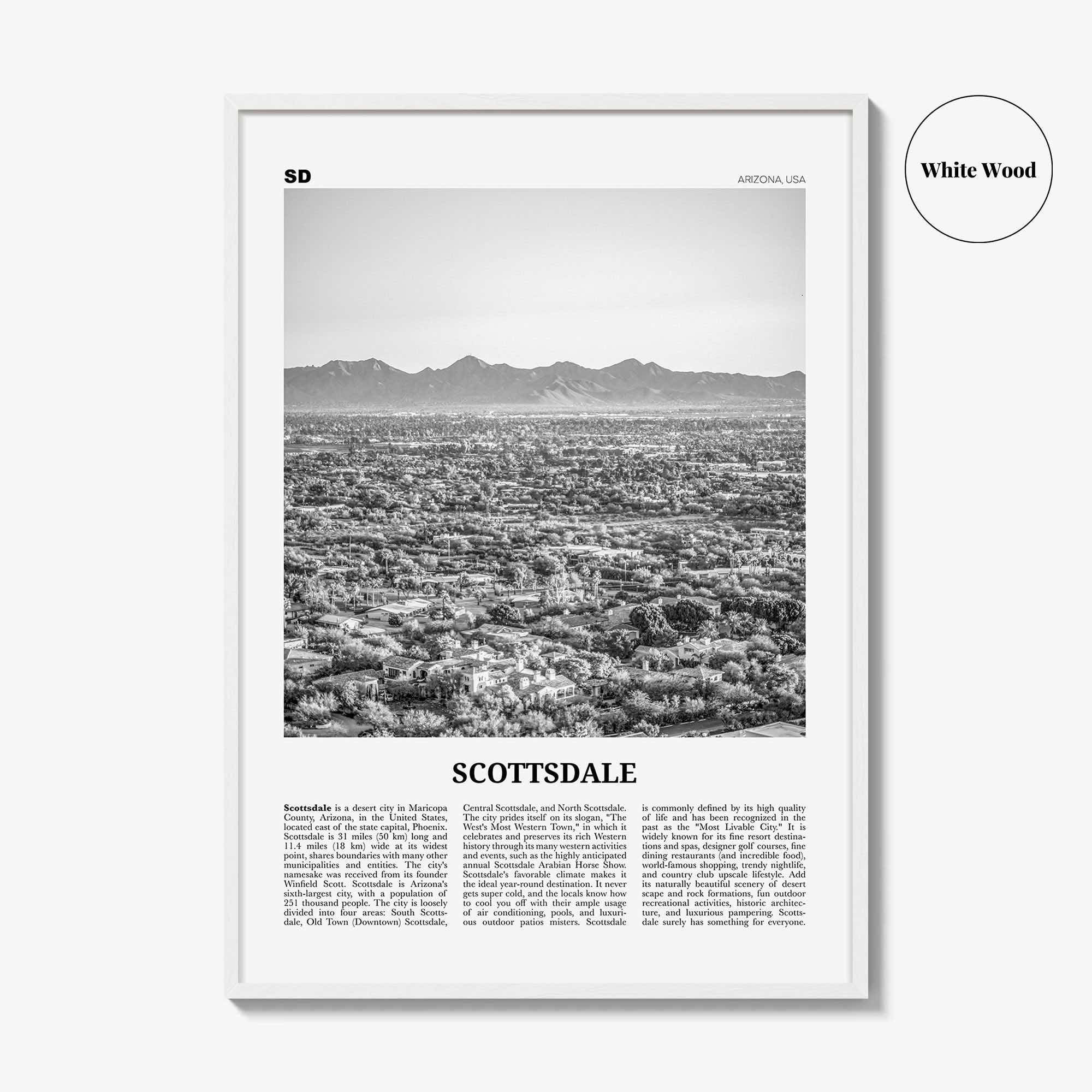 Scottsdale Print Black and White No 2, Scottsdale Wall Art, Scottsdale Poster, Scottsdale Photo, Arizona, USA, United States, North America