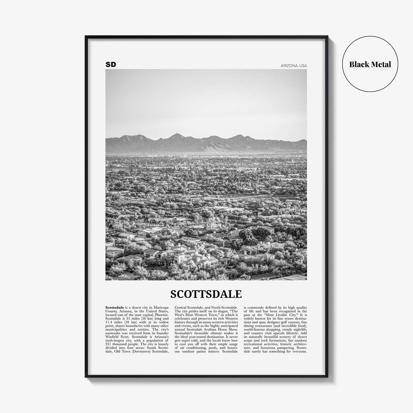 Scottsdale Print Black and White No 2, Scottsdale Wall Art, Scottsdale Poster, Scottsdale Photo, Arizona, USA, United States, North America