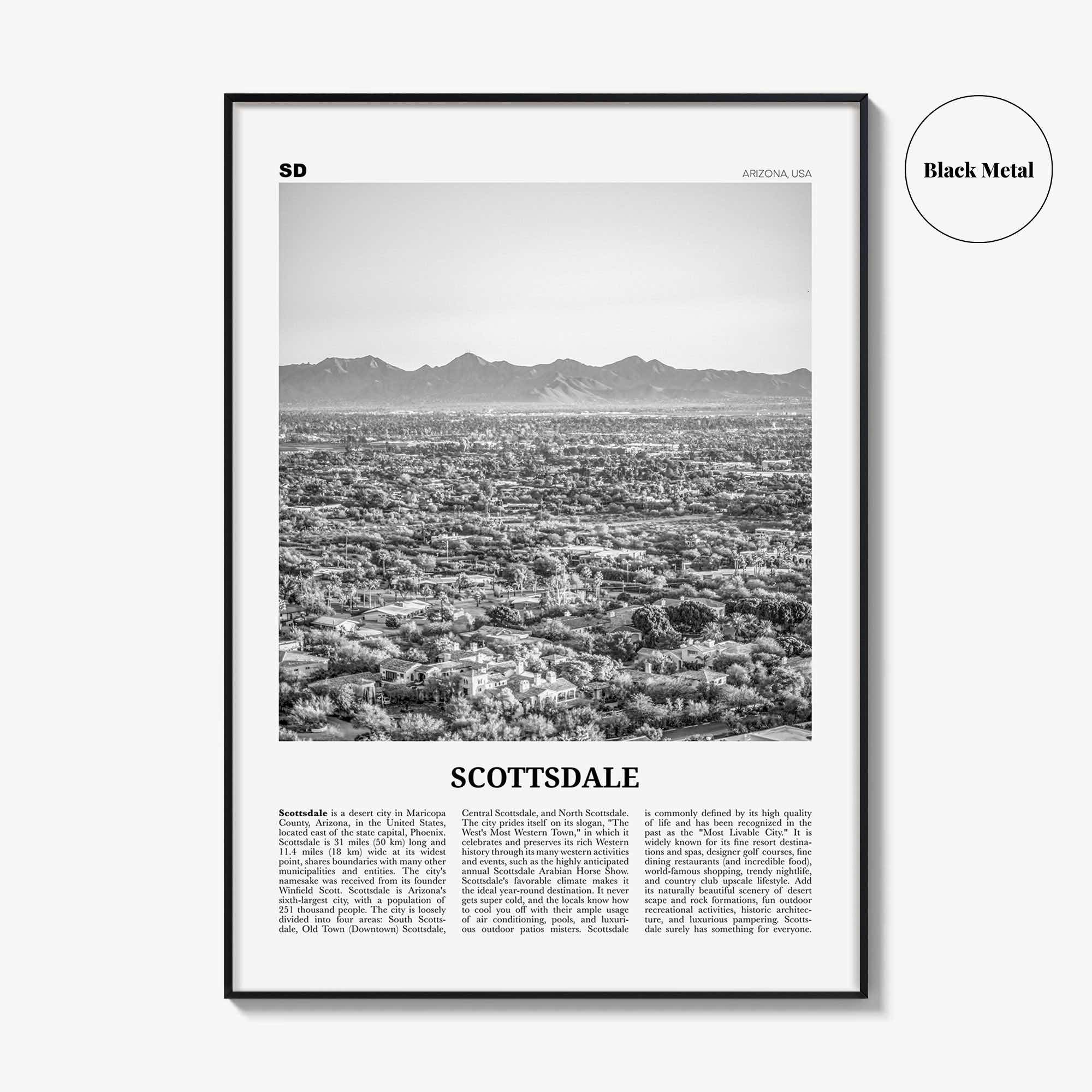 Scottsdale Print Black and White No 2, Scottsdale Wall Art, Scottsdale Poster, Scottsdale Photo, Arizona, USA, United States, North America
