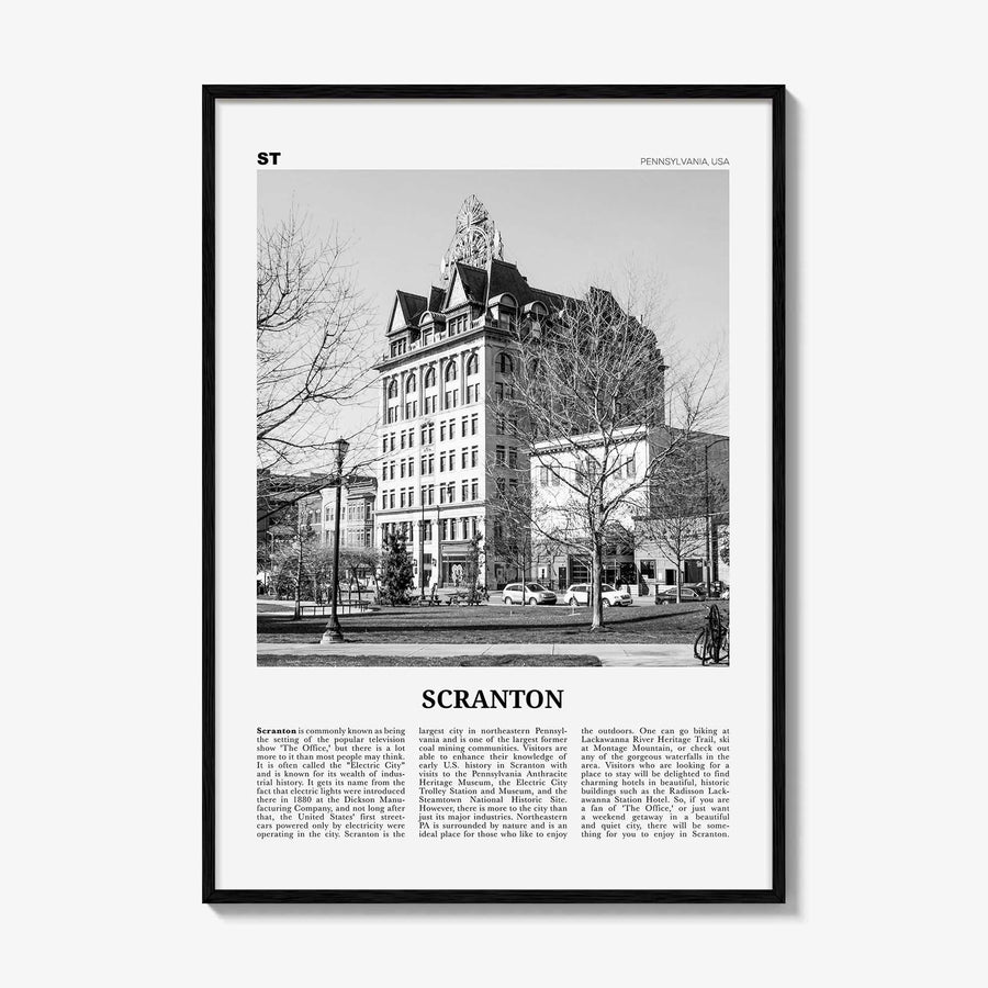 Scranton Print Black and White No 1, Scranton Wall Art, Scranton Poster, Scranton Photo, Scranton Wall Décor, Pennsylvania, USA