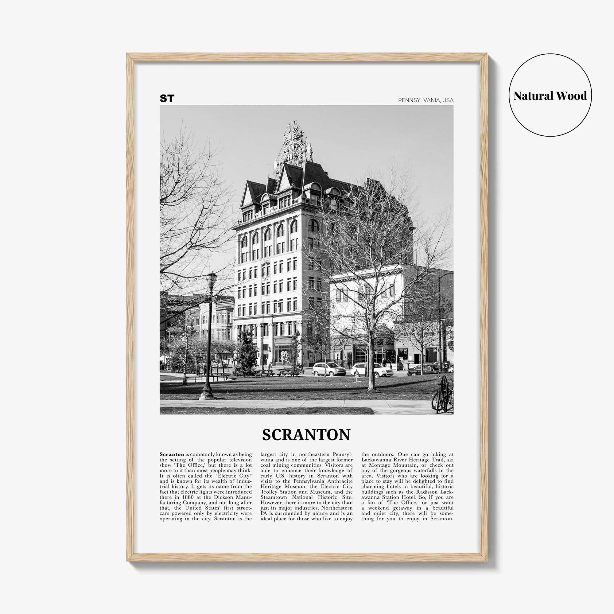 Scranton Print Black and White No 1, Scranton Wall Art, Scranton Poster, Scranton Photo, Scranton Wall Décor, Pennsylvania, USA