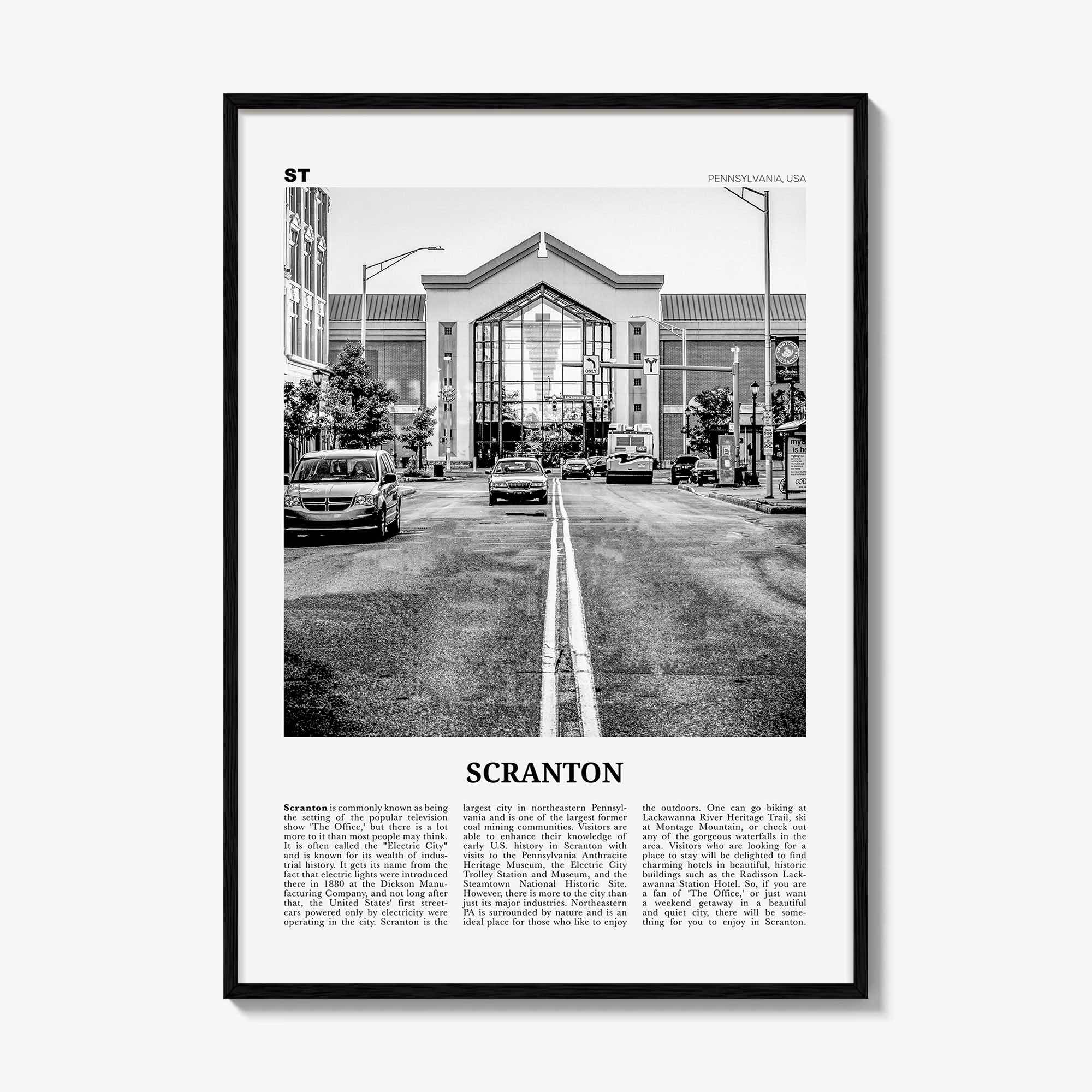 Scranton Print Black and White No 2, Scranton Wall Art, Scranton Poster, Scranton Photo, Scranton Wall Décor, Pennsylvania, USA