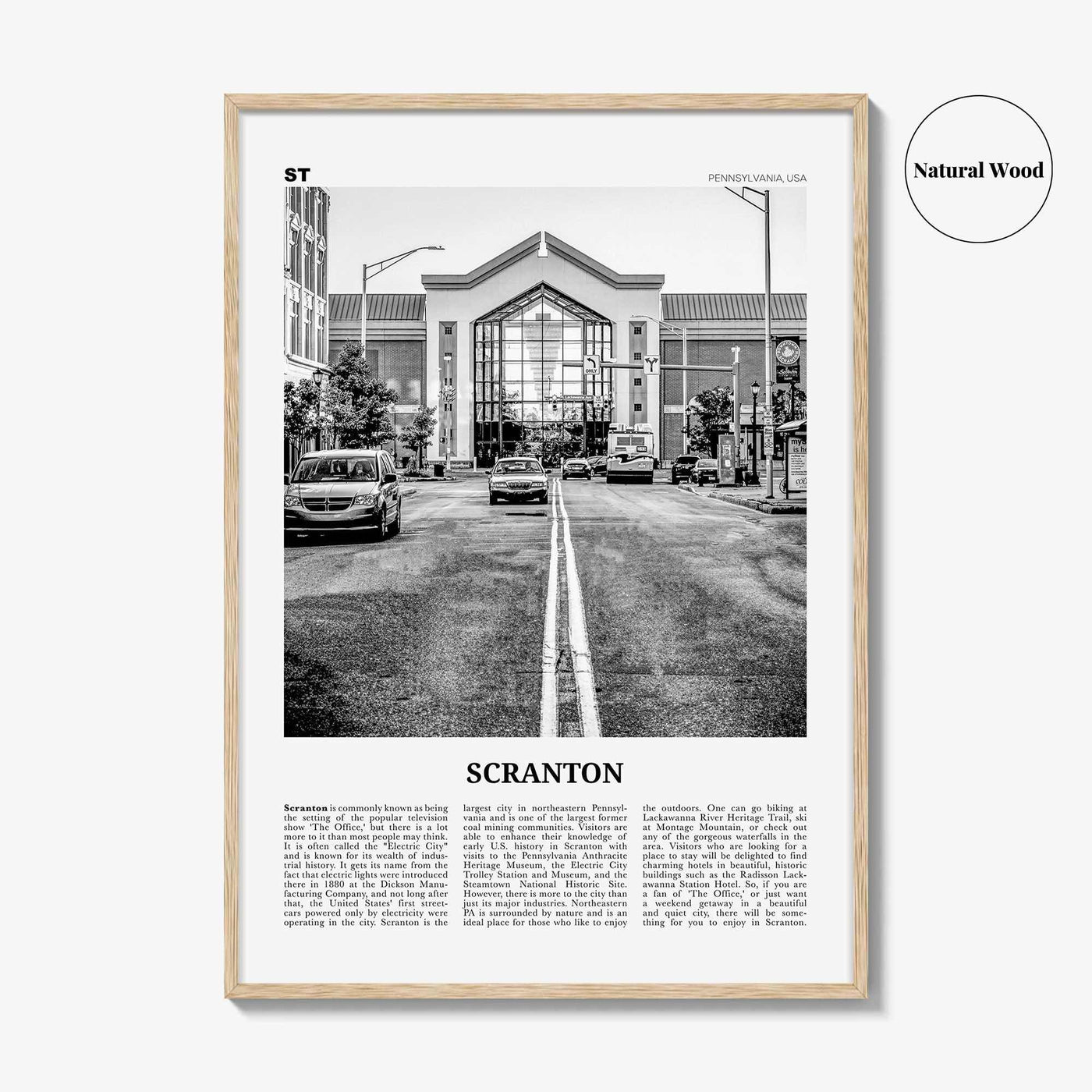 Scranton Print Black and White No 2, Scranton Wall Art, Scranton Poster, Scranton Photo, Scranton Wall Décor, Pennsylvania, USA