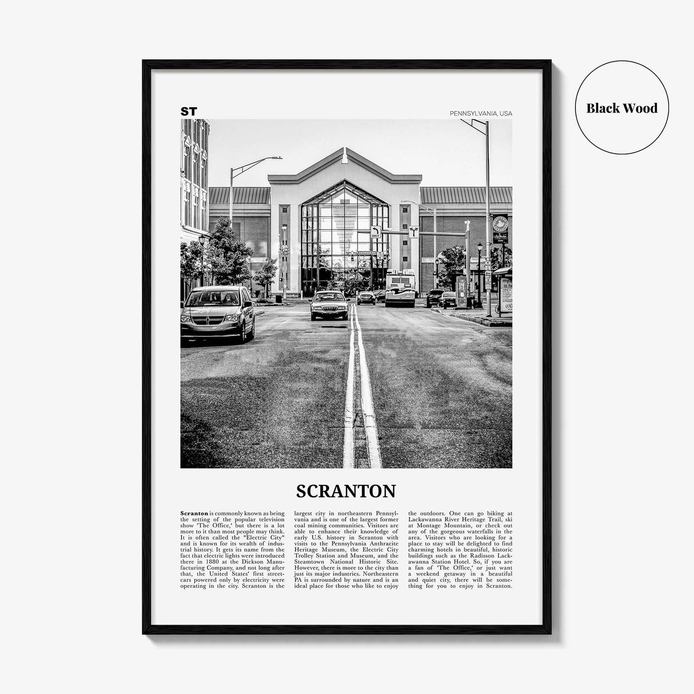 Scranton Print Black and White No 2, Scranton Wall Art, Scranton Poster, Scranton Photo, Scranton Wall Décor, Pennsylvania, USA