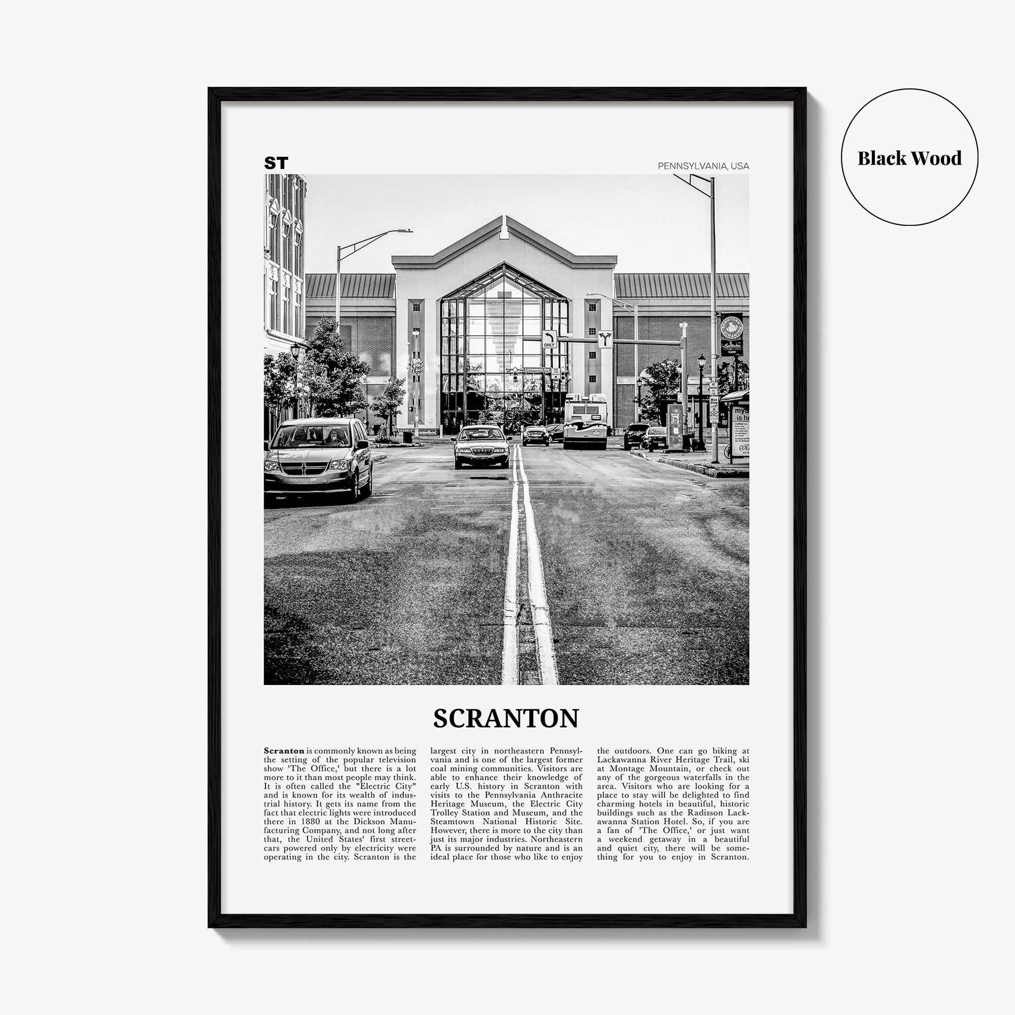 Scranton Print Black and White No 2, Scranton Wall Art, Scranton Poster, Scranton Photo, Scranton Wall Décor, Pennsylvania, USA
