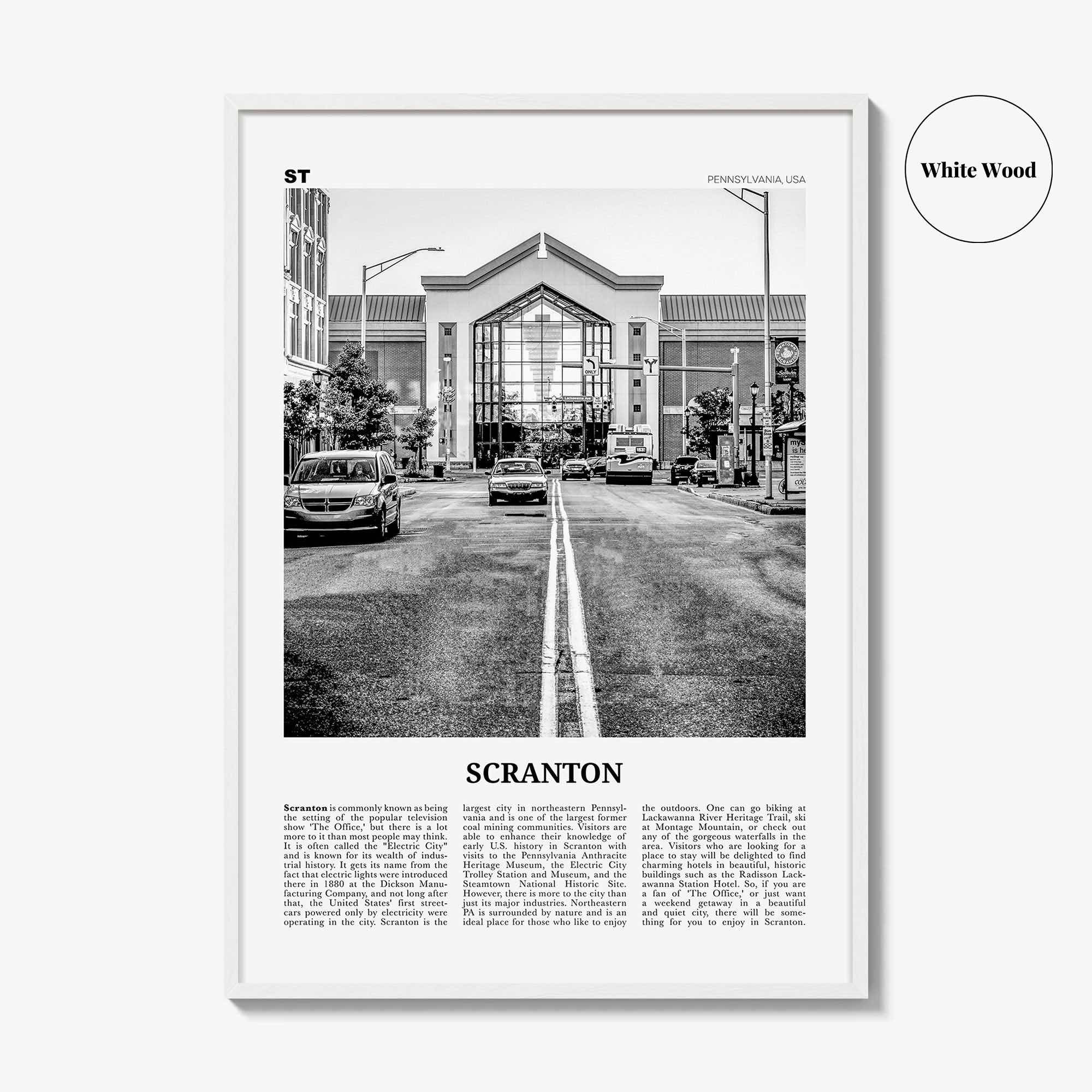 Scranton Print Black and White No 2, Scranton Wall Art, Scranton Poster, Scranton Photo, Scranton Wall Décor, Pennsylvania, USA