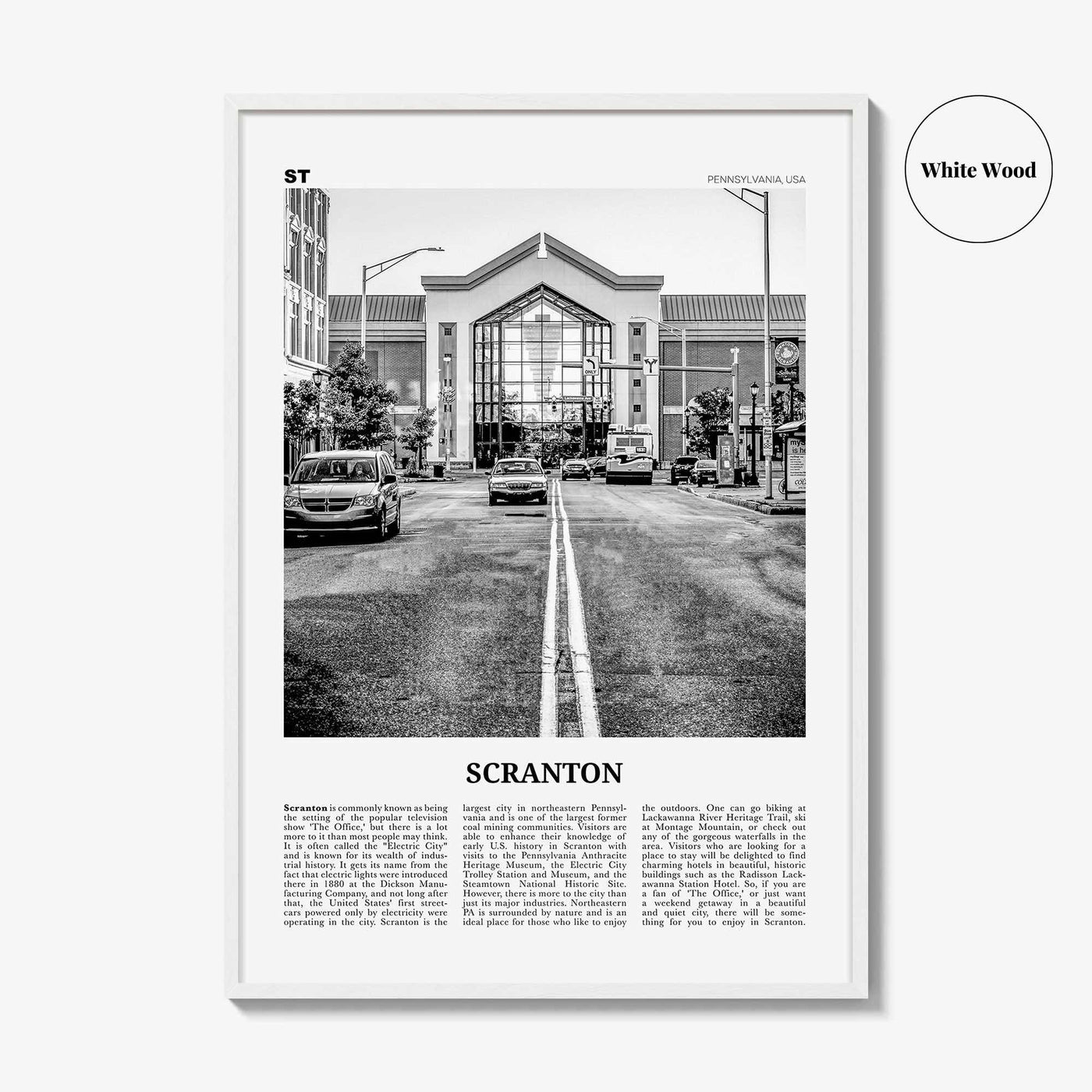 Scranton Print Black and White No 2, Scranton Wall Art, Scranton Poster, Scranton Photo, Scranton Wall Décor, Pennsylvania, USA