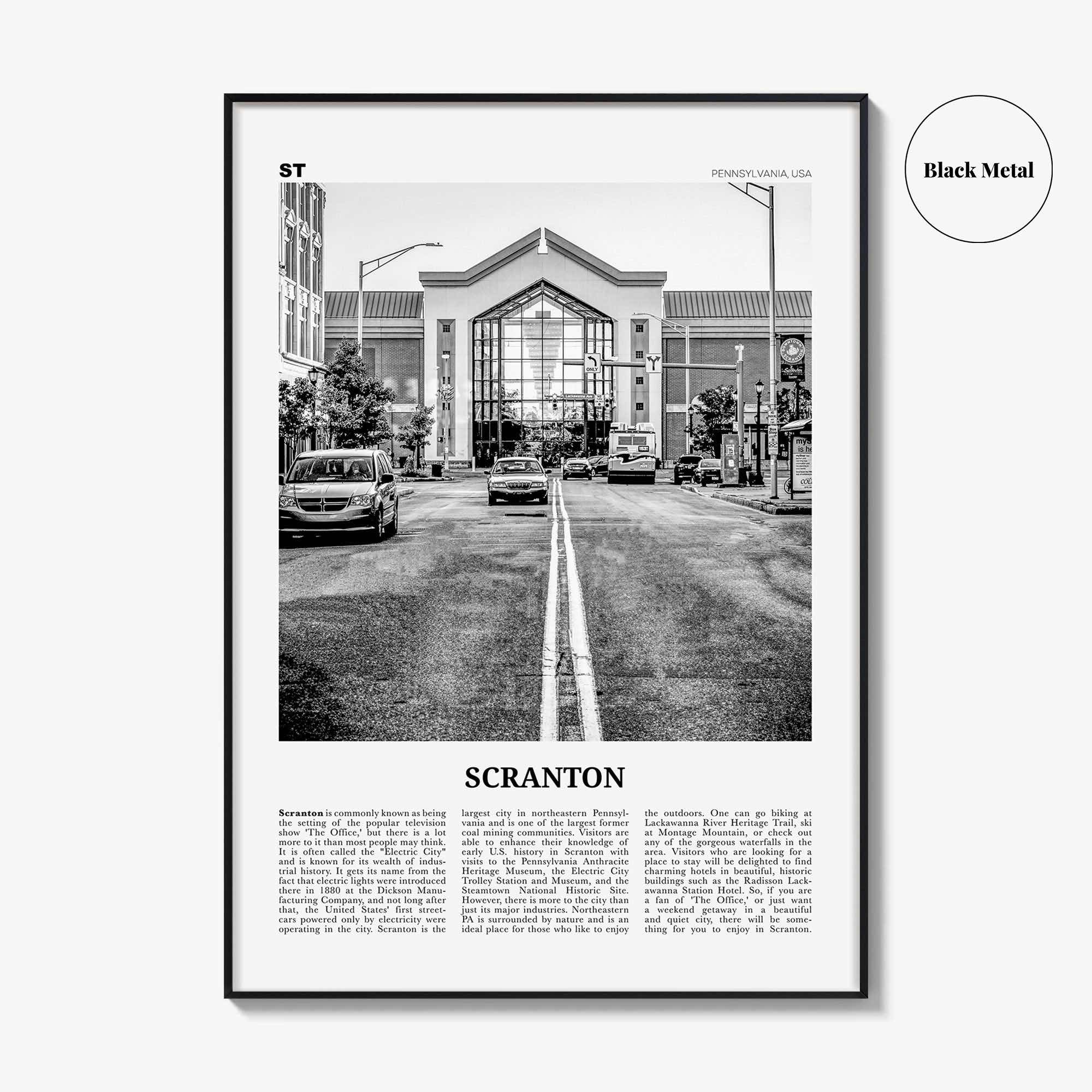 Scranton Print Black and White No 2, Scranton Wall Art, Scranton Poster, Scranton Photo, Scranton Wall Décor, Pennsylvania, USA