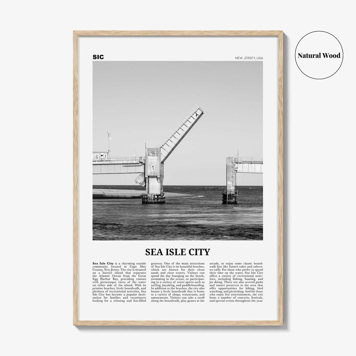 Sea Isle City Print Black and White, Sea Isle City Wall Art, Sea Isle City Poster, Sea Isle City Photo, Sea Isle Wall Décor, Sea Isle Map,