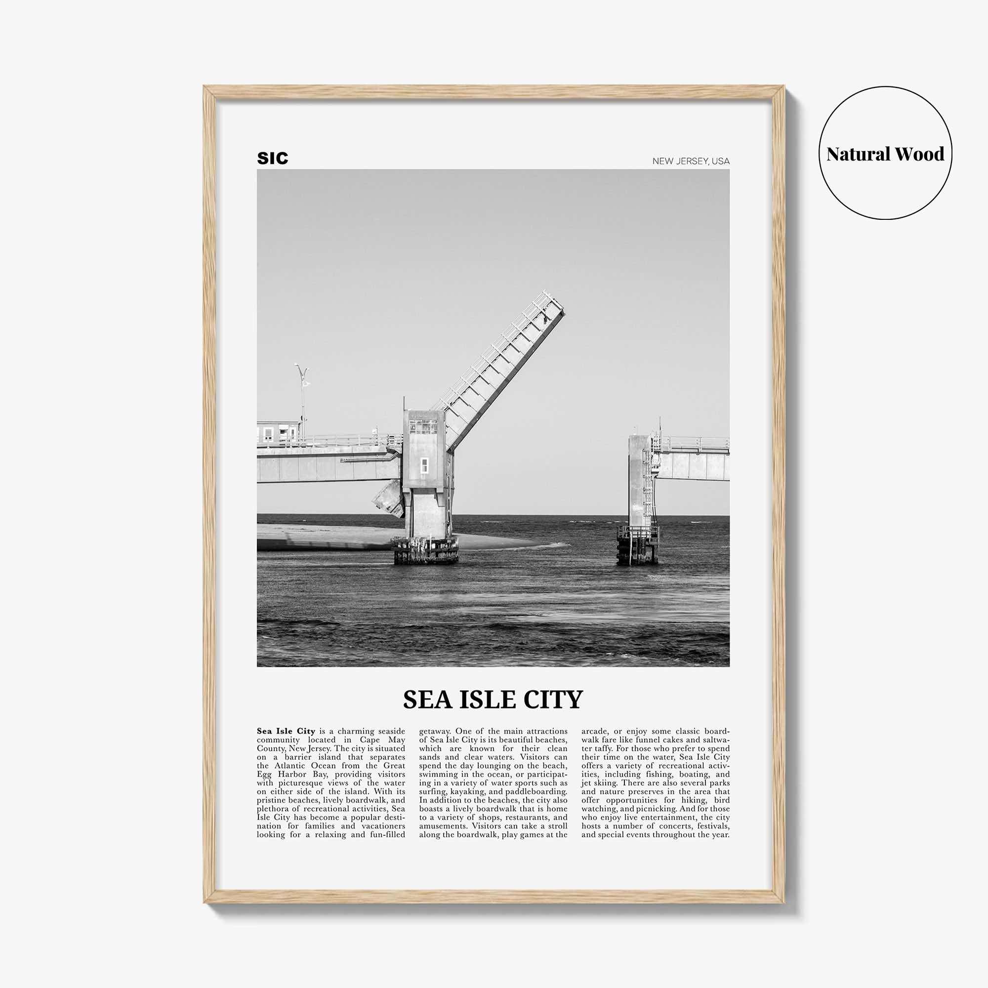 Sea Isle City Print Black and White, Sea Isle City Wall Art, Sea Isle City Poster, Sea Isle City Photo, Sea Isle Wall Décor, Sea Isle Map,