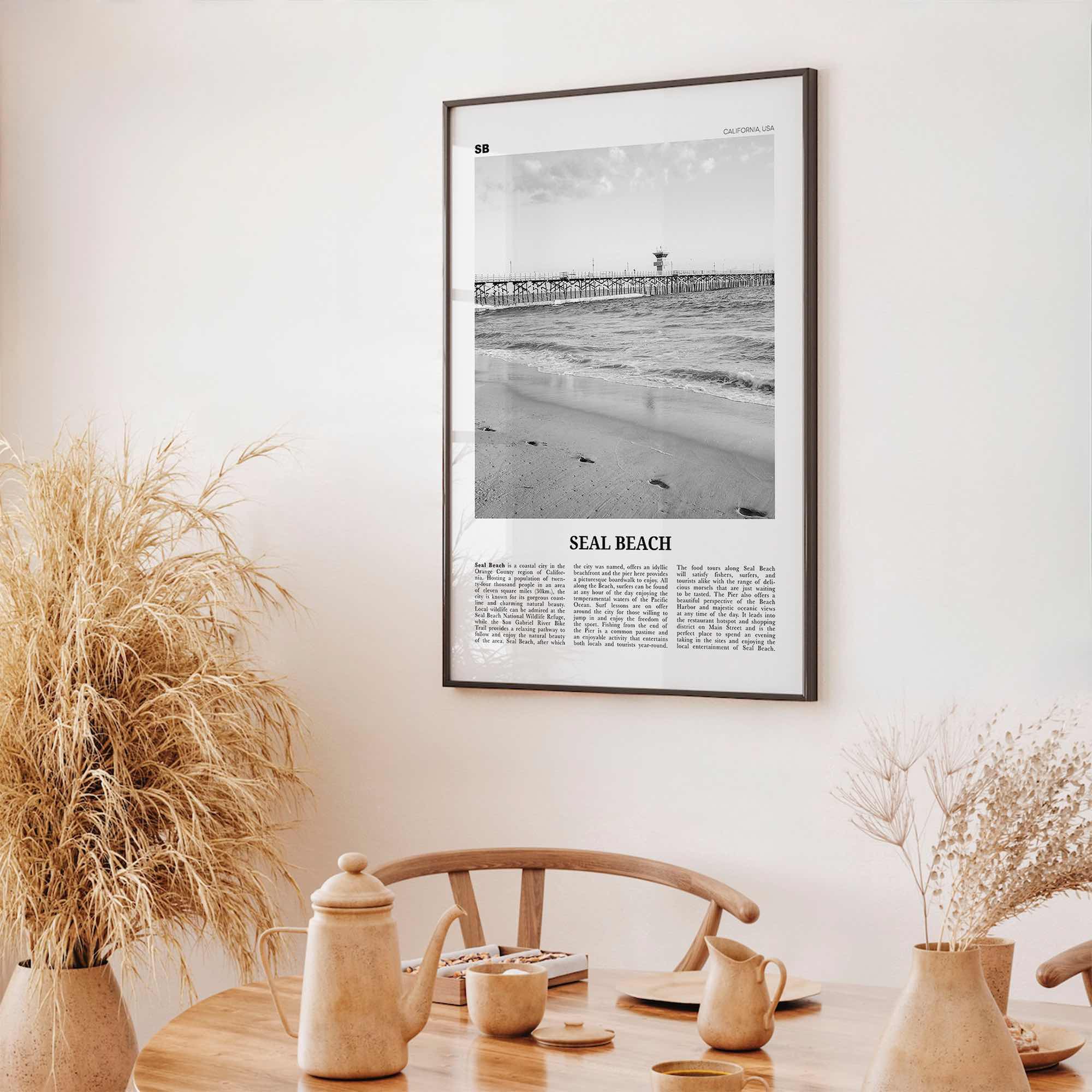 Seal Beach Print Black and White No 1, Seal Beach Wall Art, Seal Beach Poster, Seal Beach Photo, Seal Beach Wall Décor, California, USA
