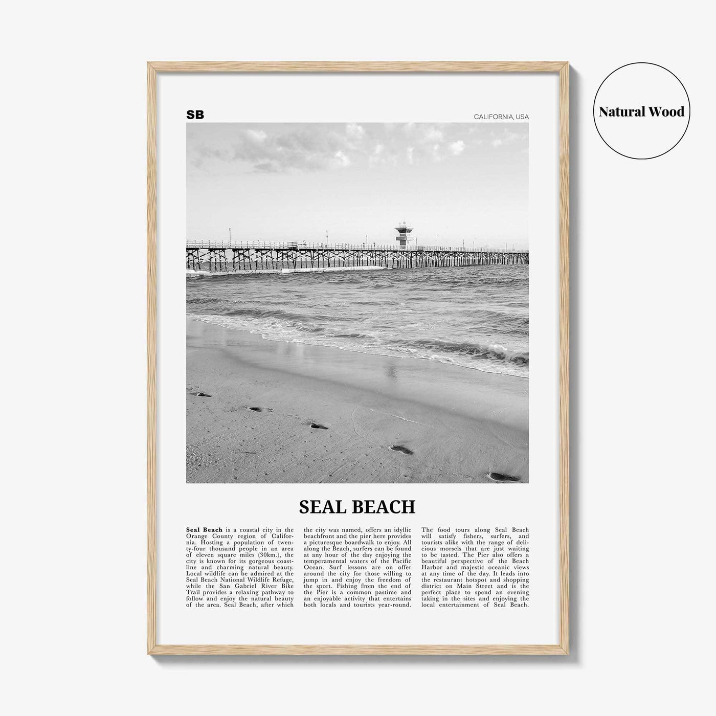 Seal Beach Print Black and White No 1, Seal Beach Wall Art, Seal Beach Poster, Seal Beach Photo, Seal Beach Wall Décor, California, USA
