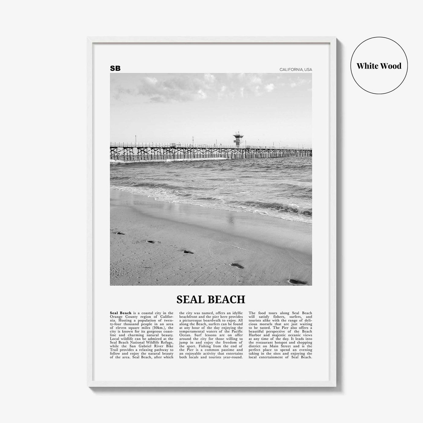 Seal Beach Print Black and White No 1, Seal Beach Wall Art, Seal Beach Poster, Seal Beach Photo, Seal Beach Wall Décor, California, USA