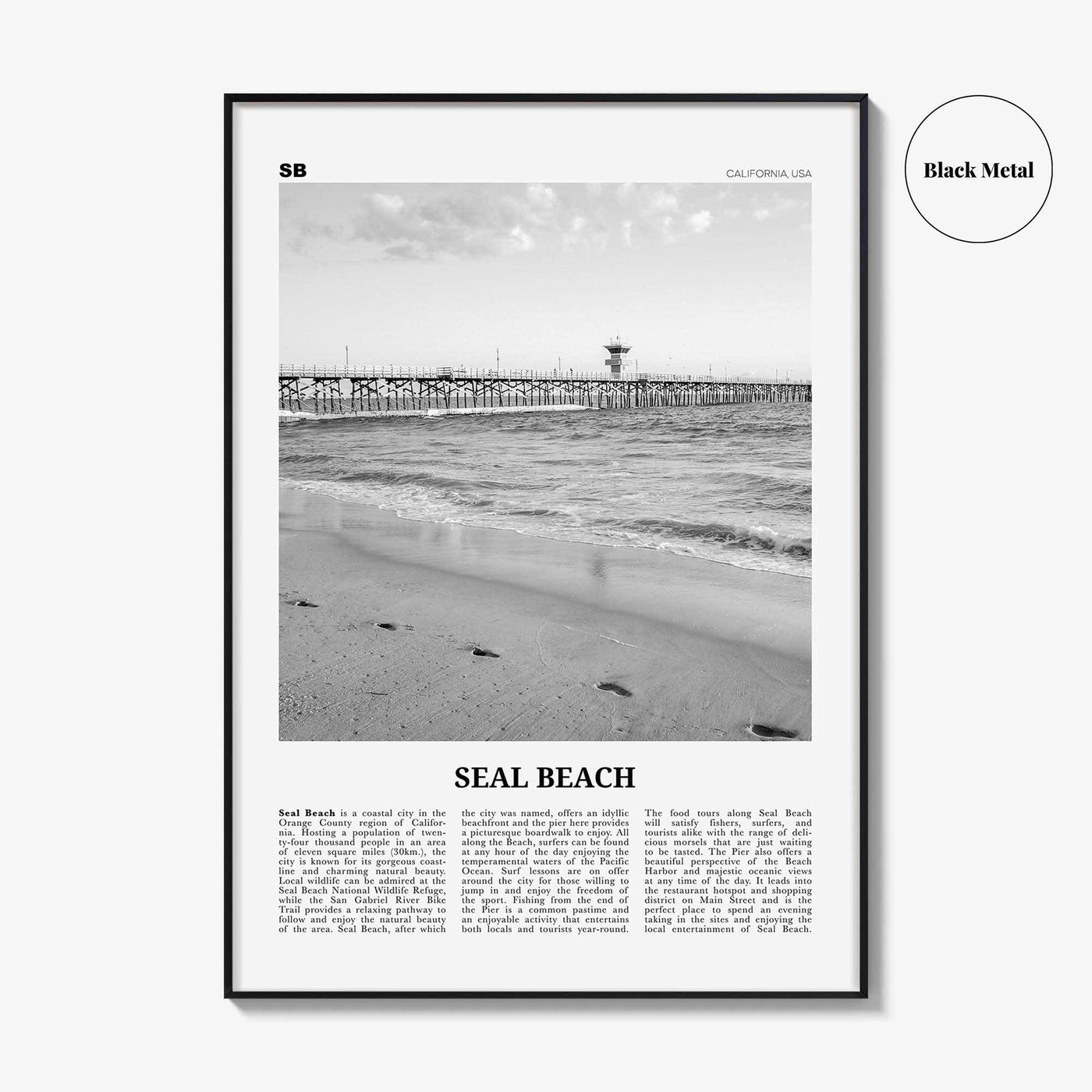 Seal Beach Print Black and White No 1, Seal Beach Wall Art, Seal Beach Poster, Seal Beach Photo, Seal Beach Wall Décor, California, USA