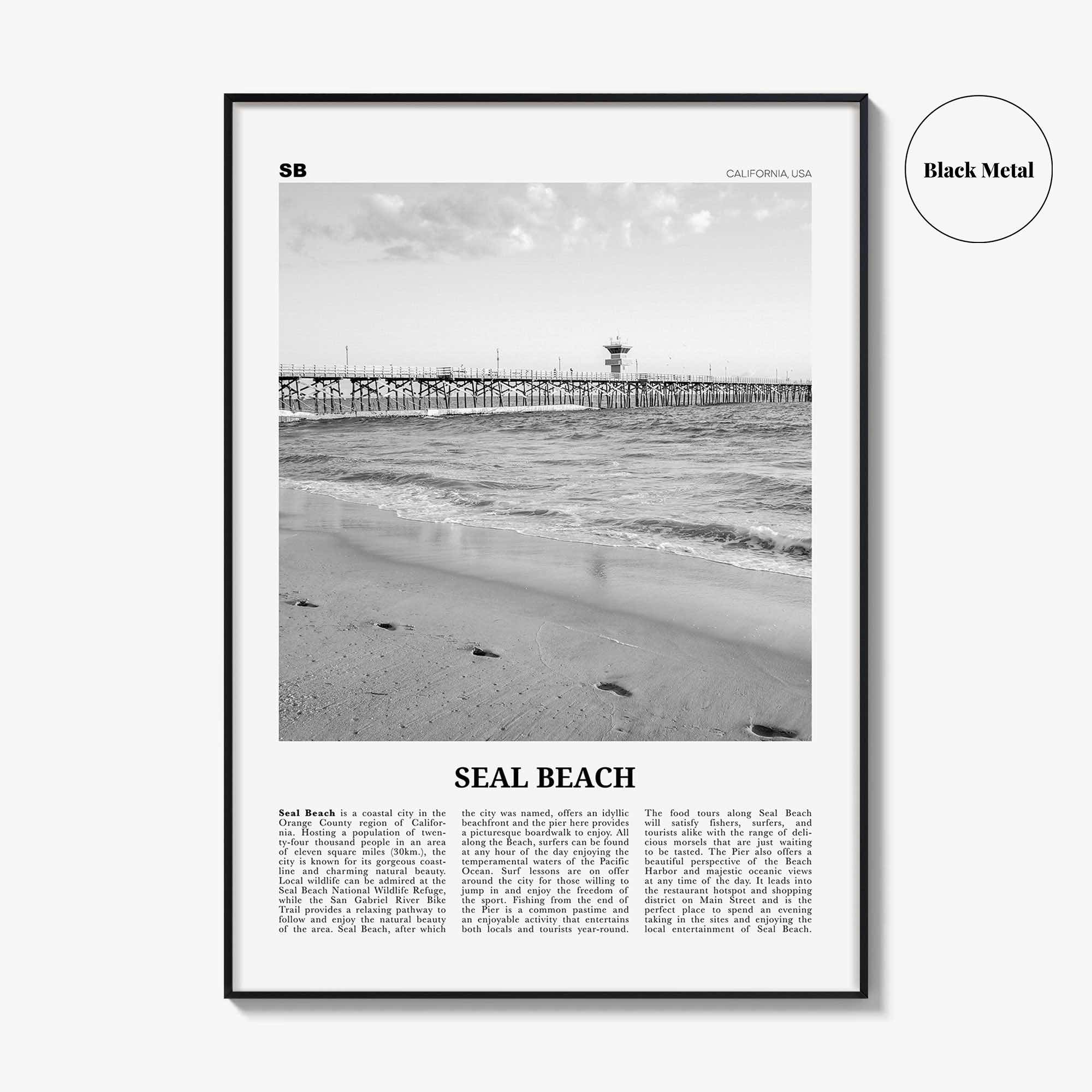Seal Beach Print Black and White No 1, Seal Beach Wall Art, Seal Beach Poster, Seal Beach Photo, Seal Beach Wall Décor, California, USA