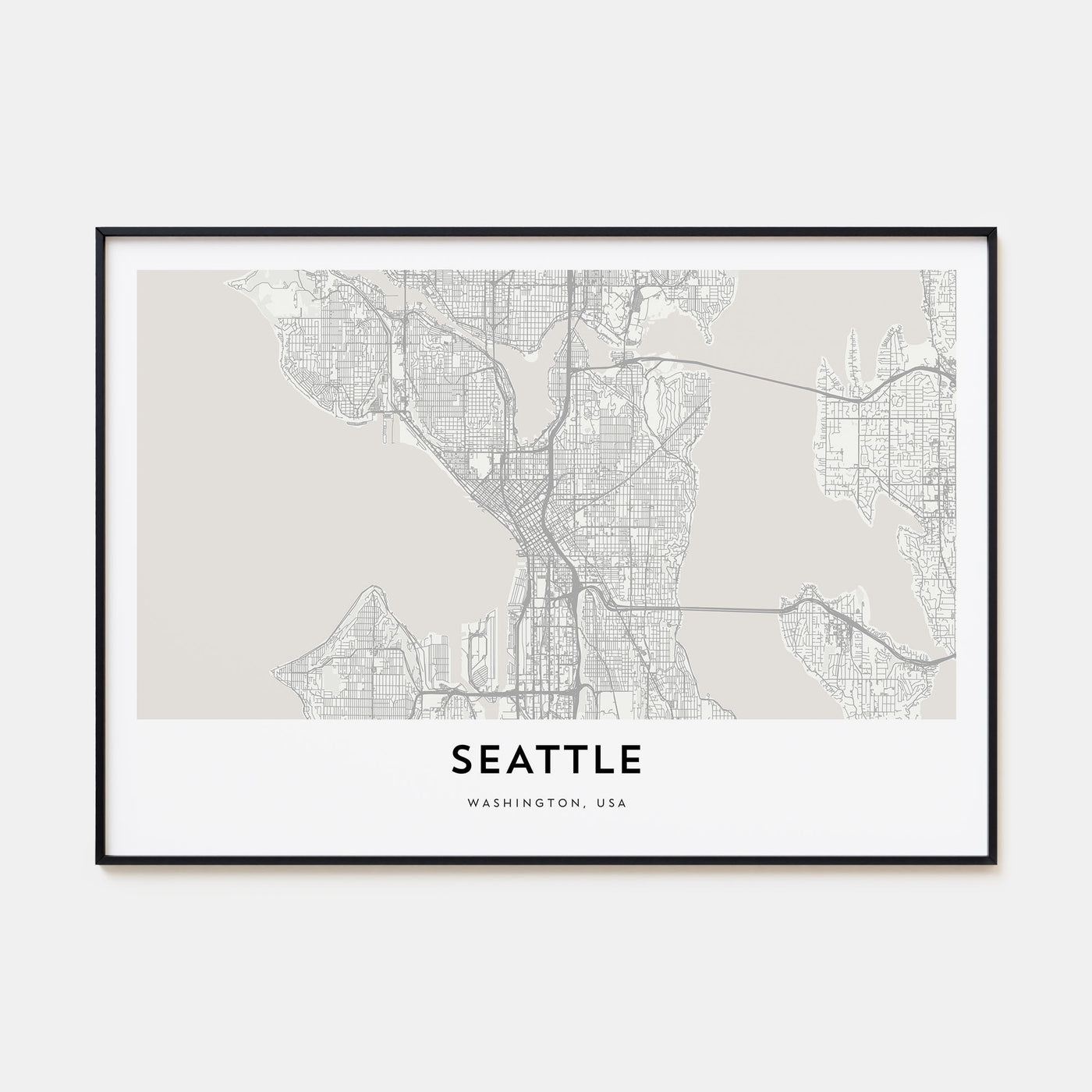 Seattle Map Landscape Poster