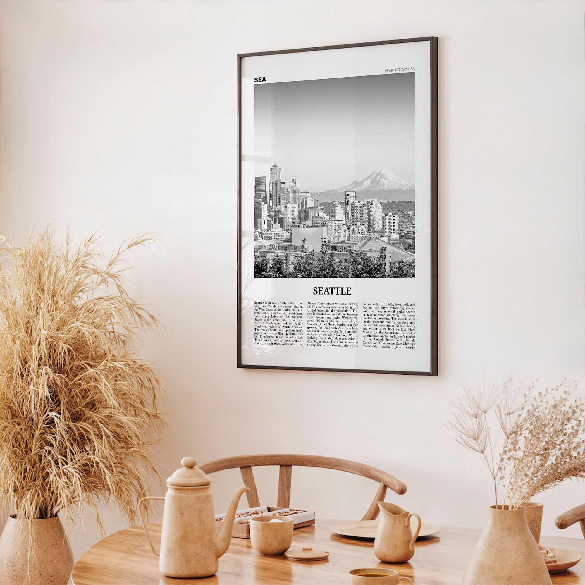 Seattle Print Black and White No 1, Seattle Wall Art, Seattle Poster, Seattle Photo, Seattle Decor, Washington, USA, United States