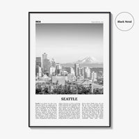Seattle Print Black and White No 1, Seattle Wall Art, Seattle Poster, Seattle Photo, Seattle Decor, Washington, USA, United States