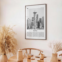 Seattle Print Black and White No 2, Seattle Wall Art, Seattle Poster, Seattle Photo, Seattle Decor, Washington, USA, United States