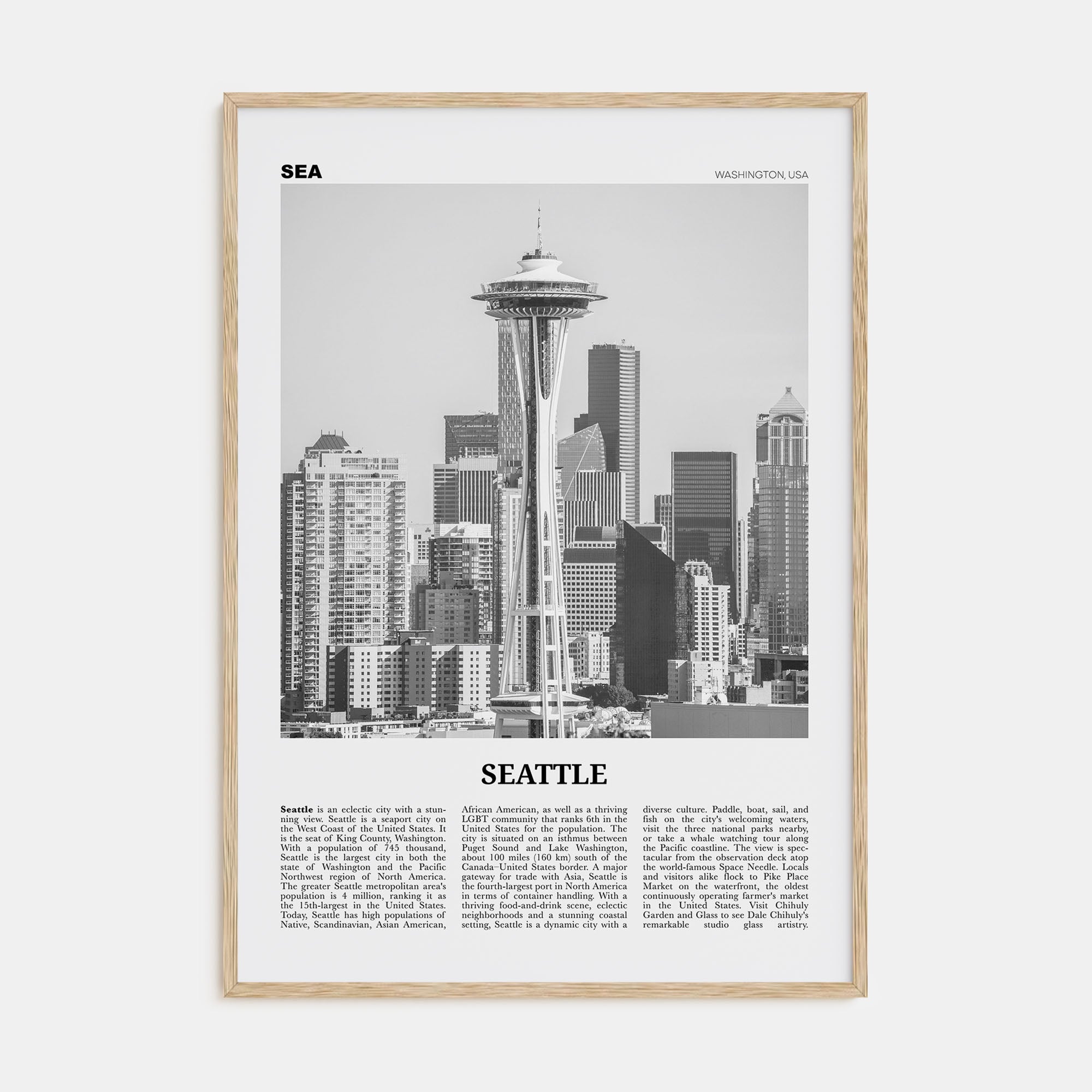 Seattle Travel B&W No 2 Poster