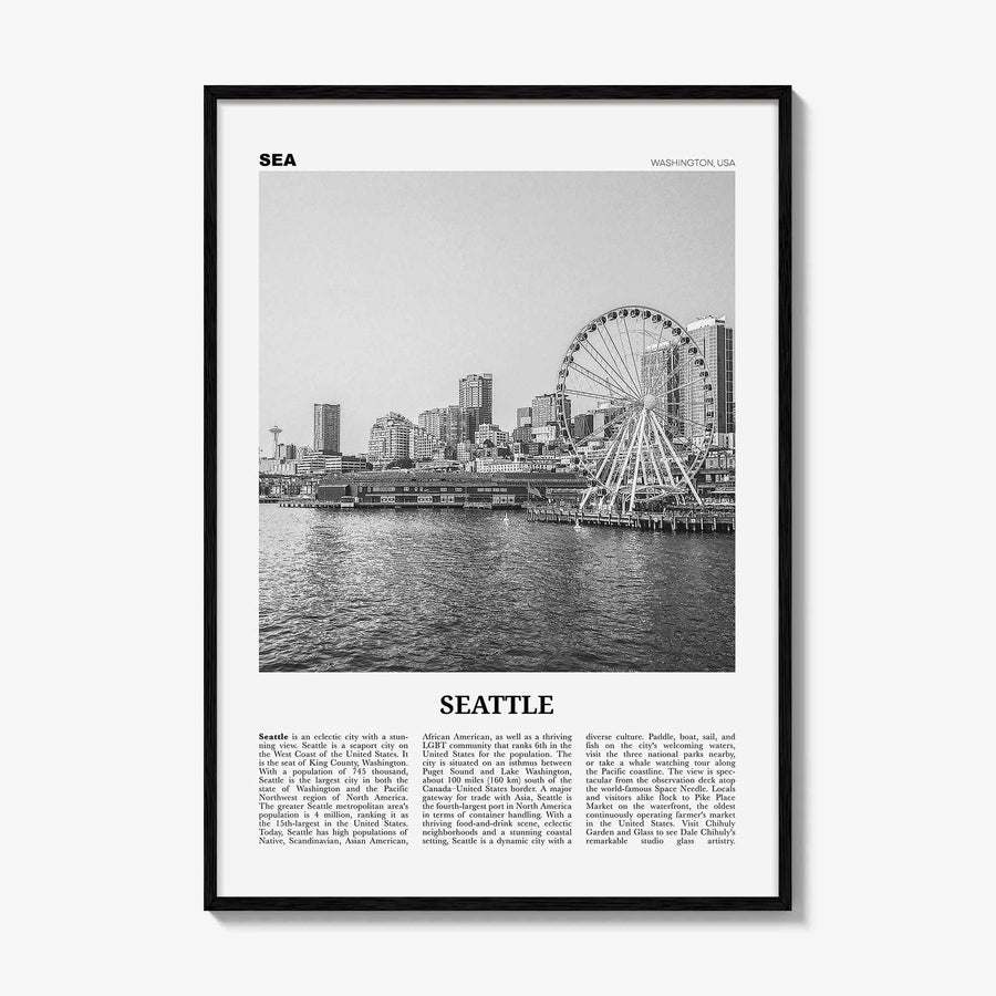 Seattle Print Black and White No 3, Seattle Wall Art, Seattle Poster, Seattle Photo, Seattle Decor, Washington, USA, United States