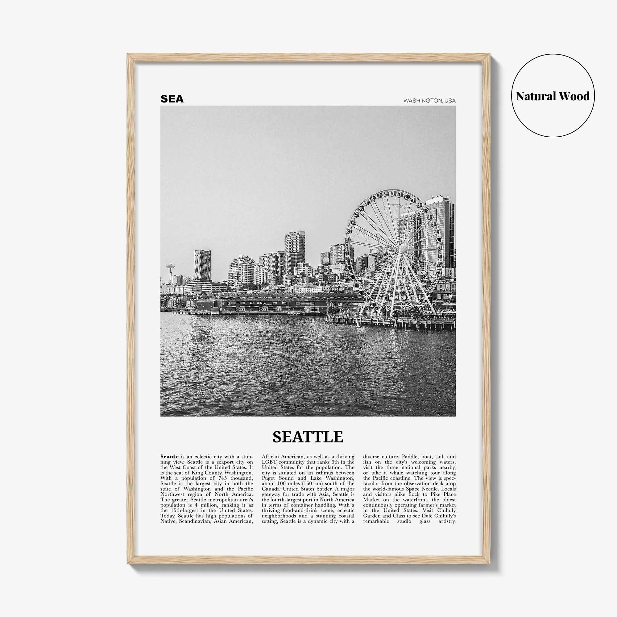 Seattle Print Black and White No 3, Seattle Wall Art, Seattle Poster, Seattle Photo, Seattle Decor, Washington, USA, United States