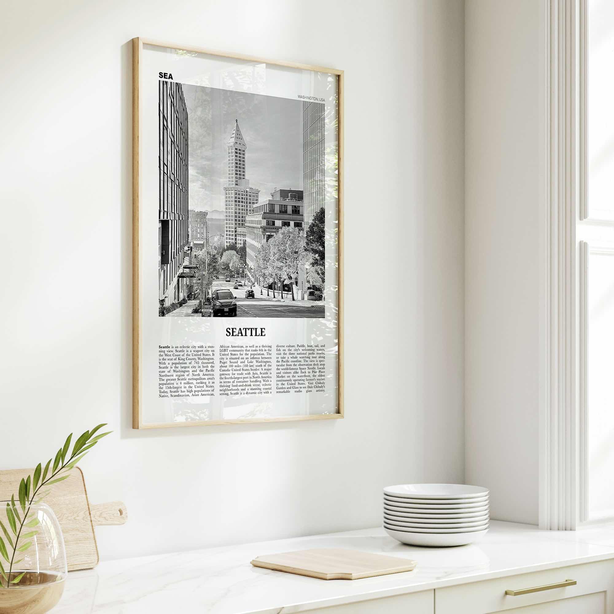 Seattle Print Black and White No 4, Seattle Wall Art, Seattle Poster, Seattle Photo, Seattle Decor, Washington, USA, United States