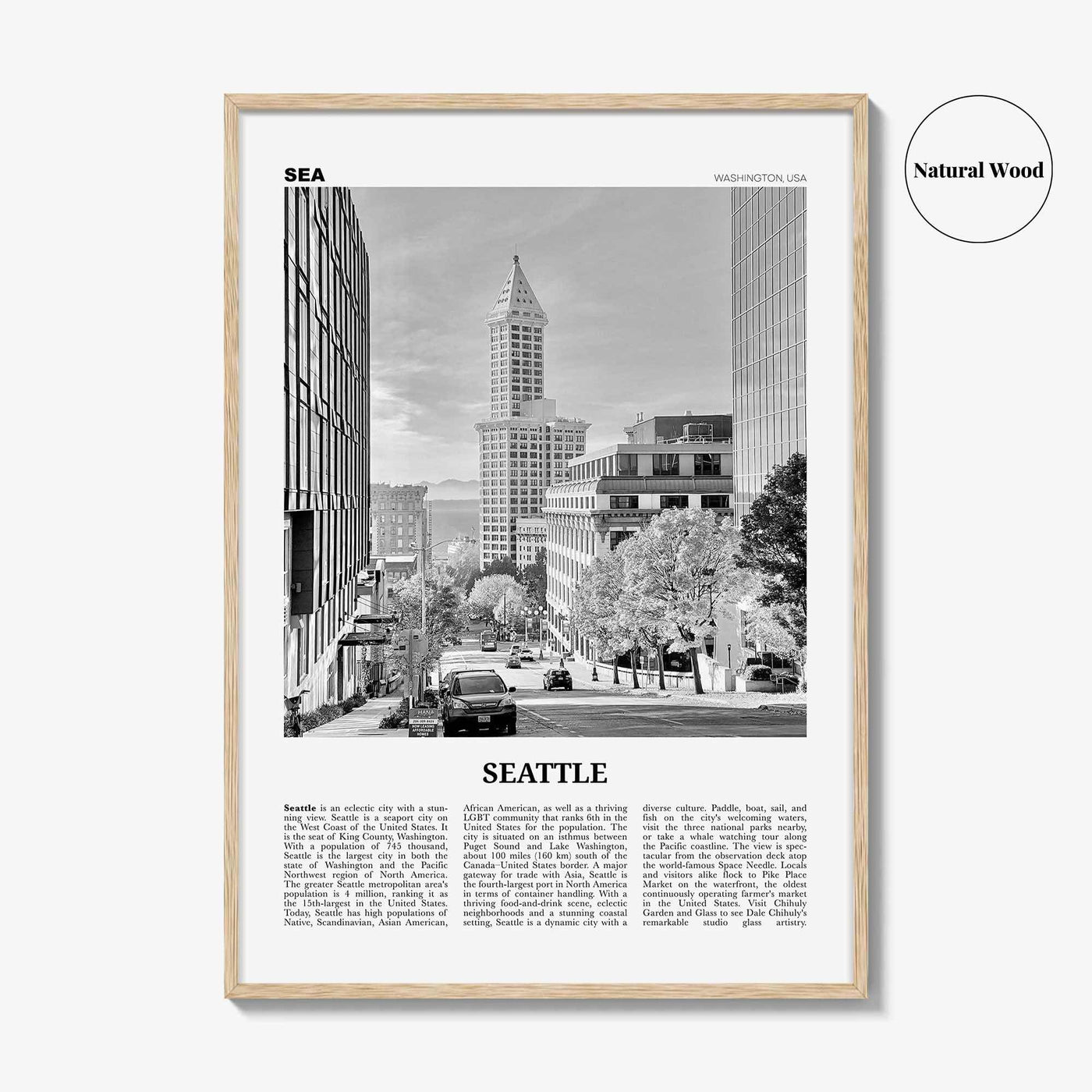 Seattle Print Black and White No 4, Seattle Wall Art, Seattle Poster, Seattle Photo, Seattle Decor, Washington, USA, United States