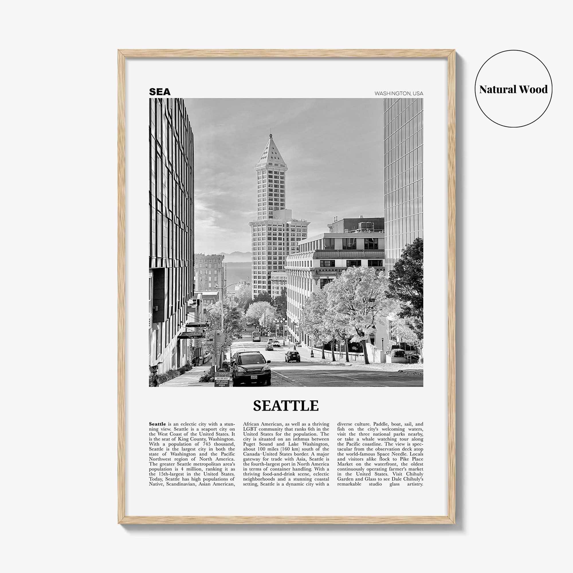 Seattle Print Black and White No 4, Seattle Wall Art, Seattle Poster, Seattle Photo, Seattle Decor, Washington, USA, United States