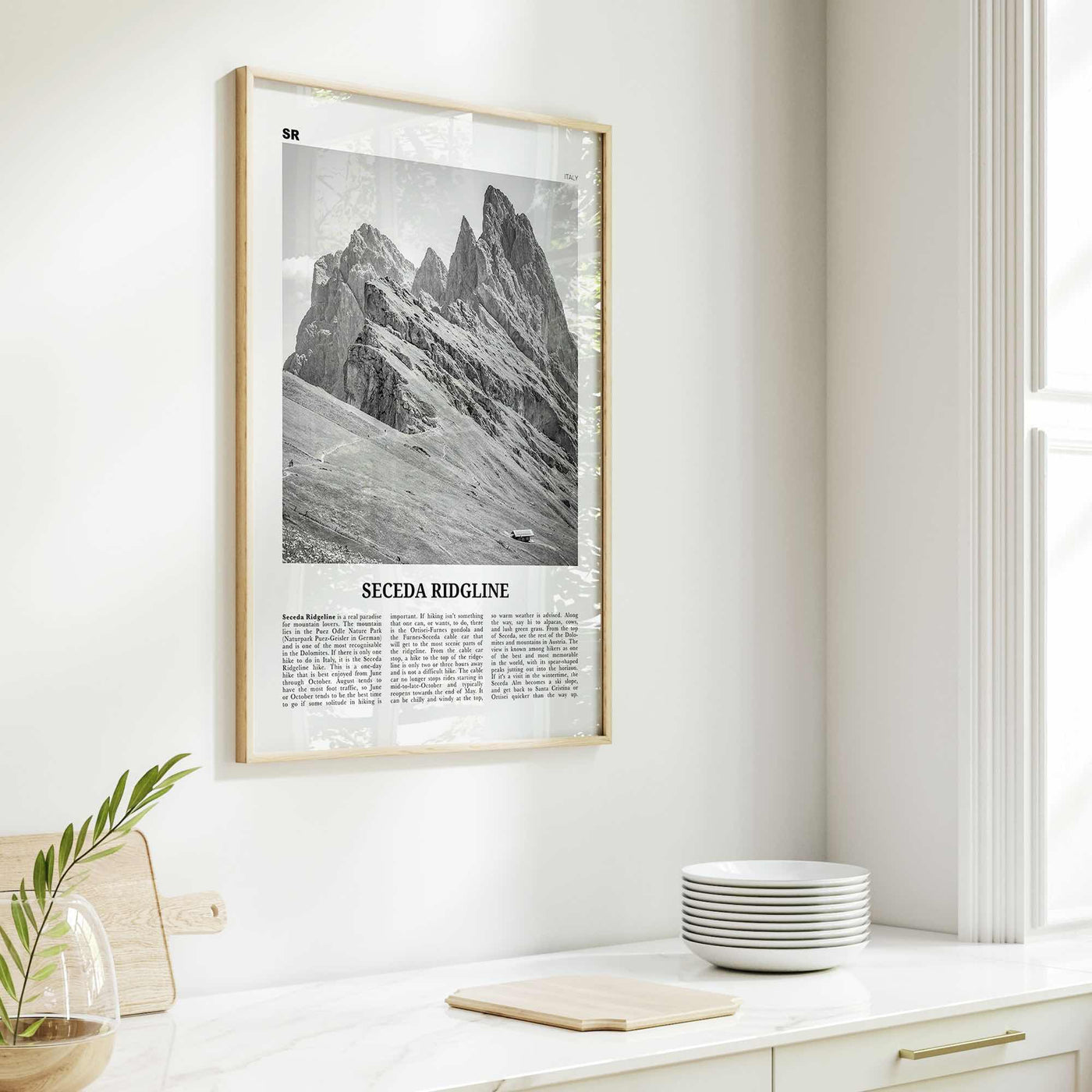 Seceda Ridgeline Print Black and White, Seceda Ridgeline Wall Art, Seceda Ridgeline Poster, Seceda Ridgeline Photo, Italy