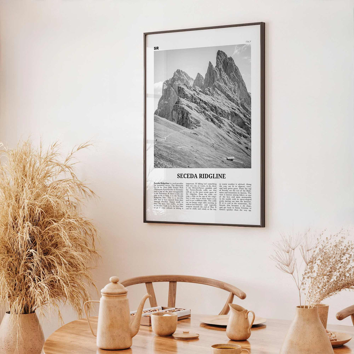 Seceda Ridgeline Print Black and White, Seceda Ridgeline Wall Art, Seceda Ridgeline Poster, Seceda Ridgeline Photo, Italy