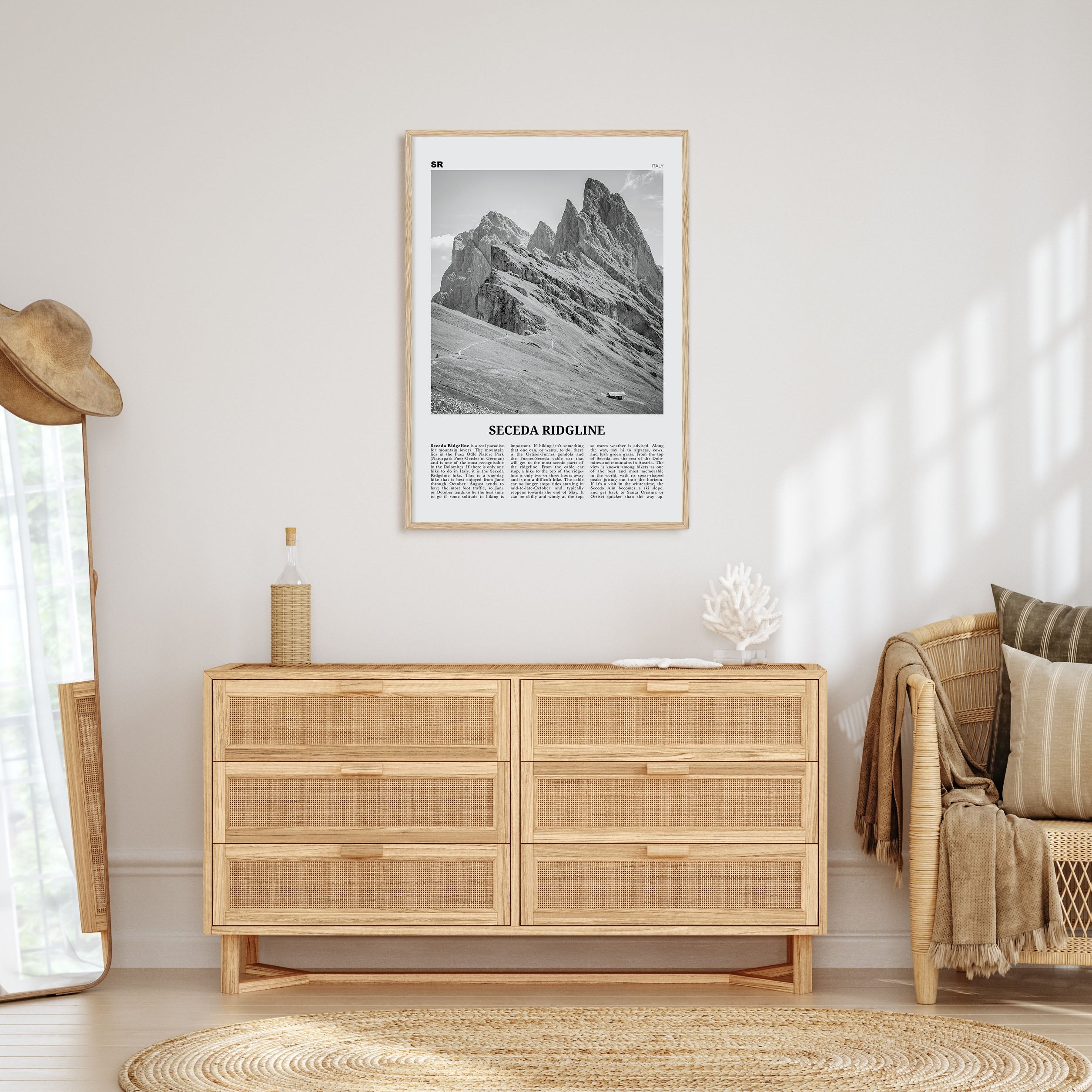 Seceda Ridgeline Travel B&W Poster