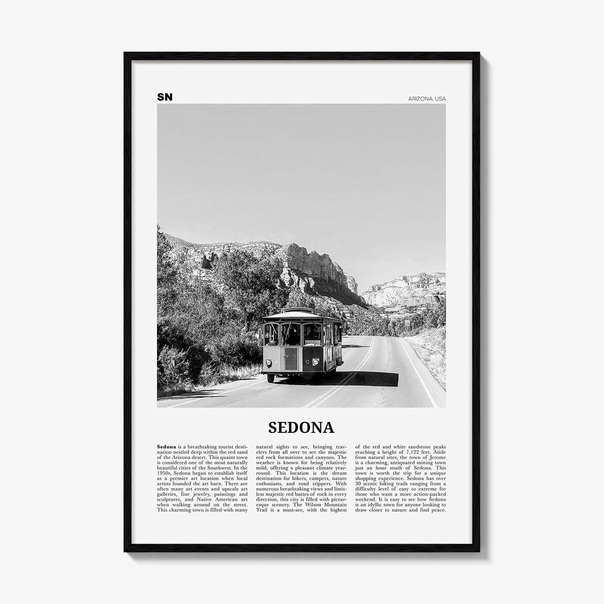 Sedona Print Black and White, Sedona Wall Art, Sedona Poster, Sedona Photo, Sedona Wall Décor, Arizona, USA, United States, North America