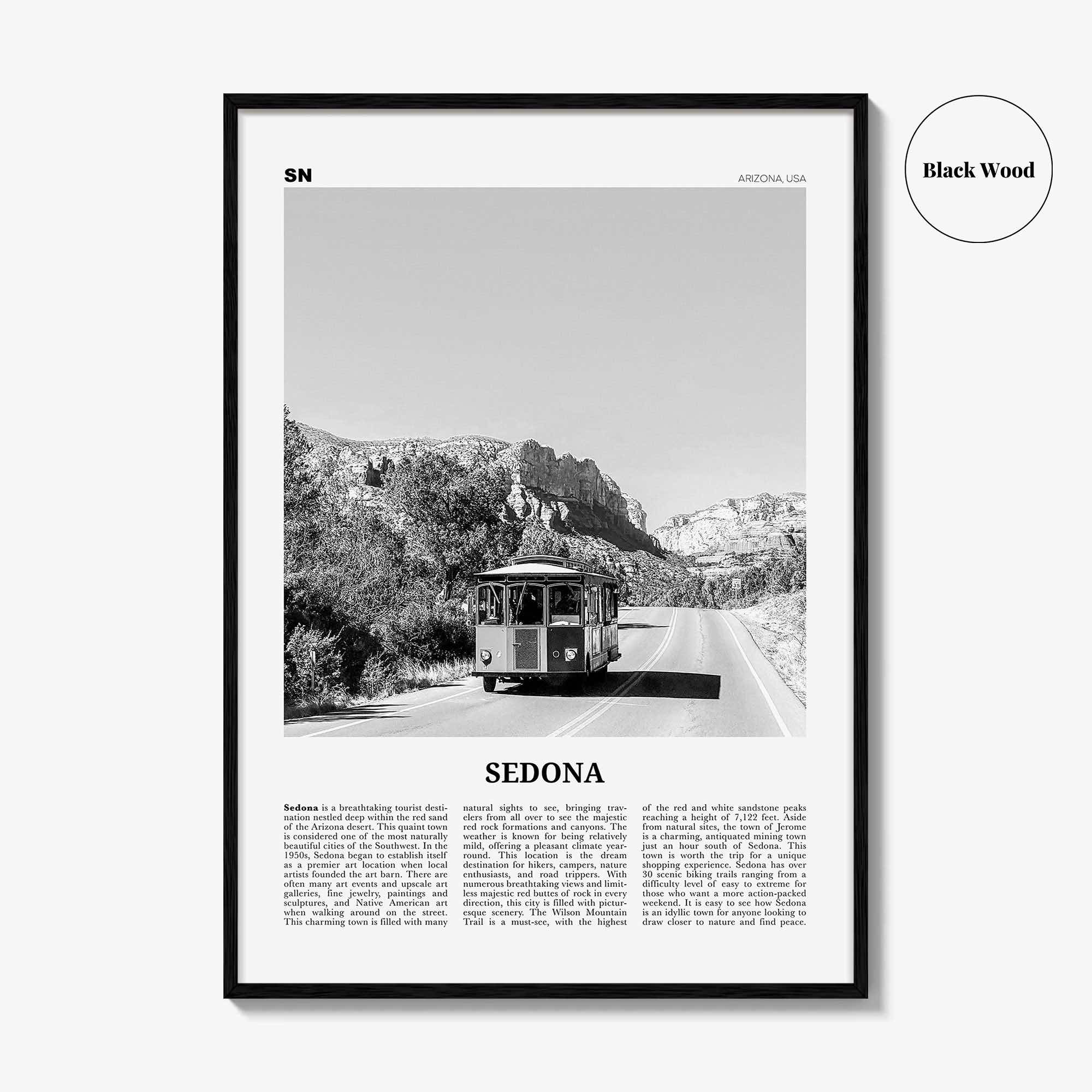 Sedona Print Black and White, Sedona Wall Art, Sedona Poster, Sedona Photo, Sedona Wall Décor, Arizona, USA, United States, North America