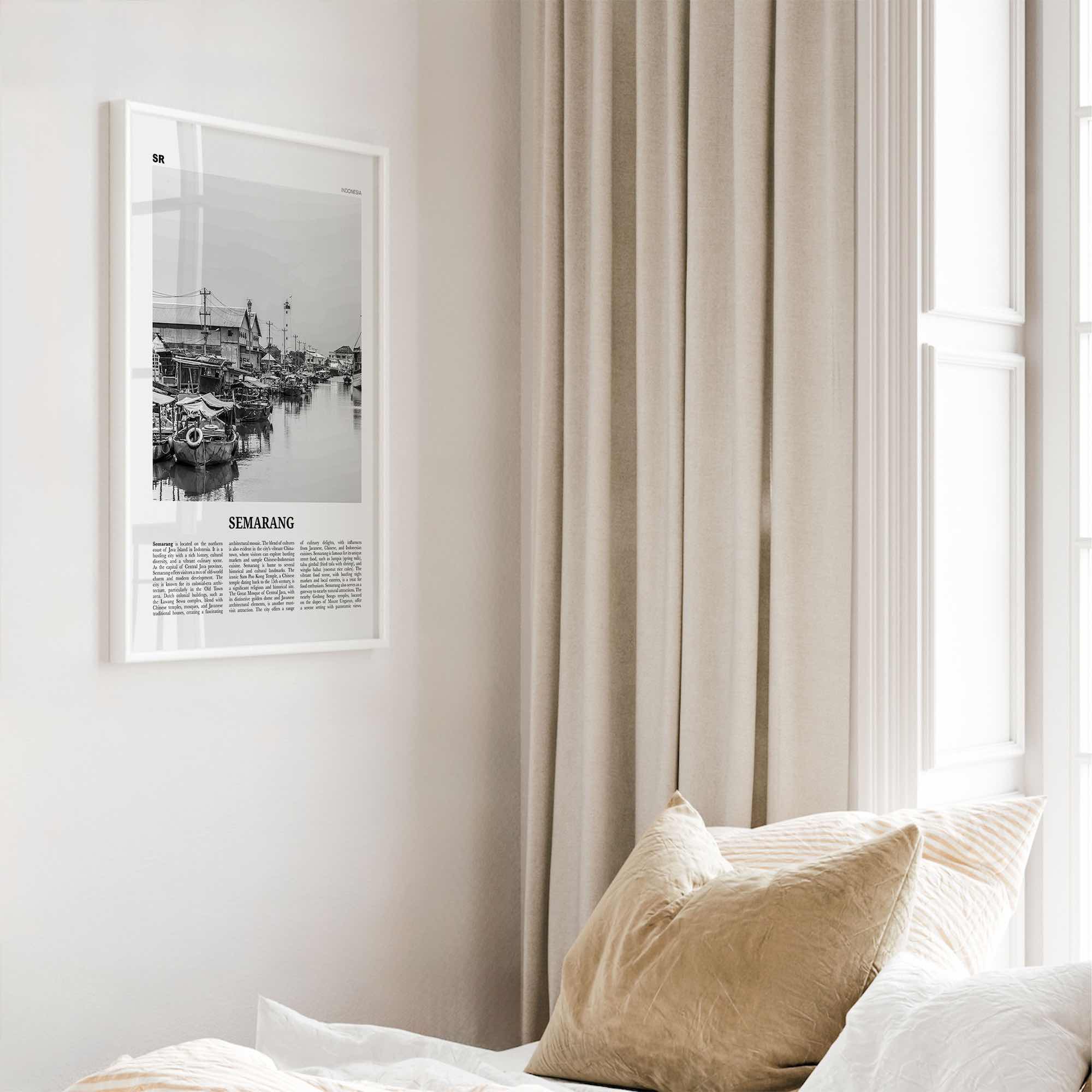 Semarang Print Black and White, Semarang Wall Art, Semarang Poster, Semarang Photo, Semarang Wall Décor, Semarang Map, Indonesia