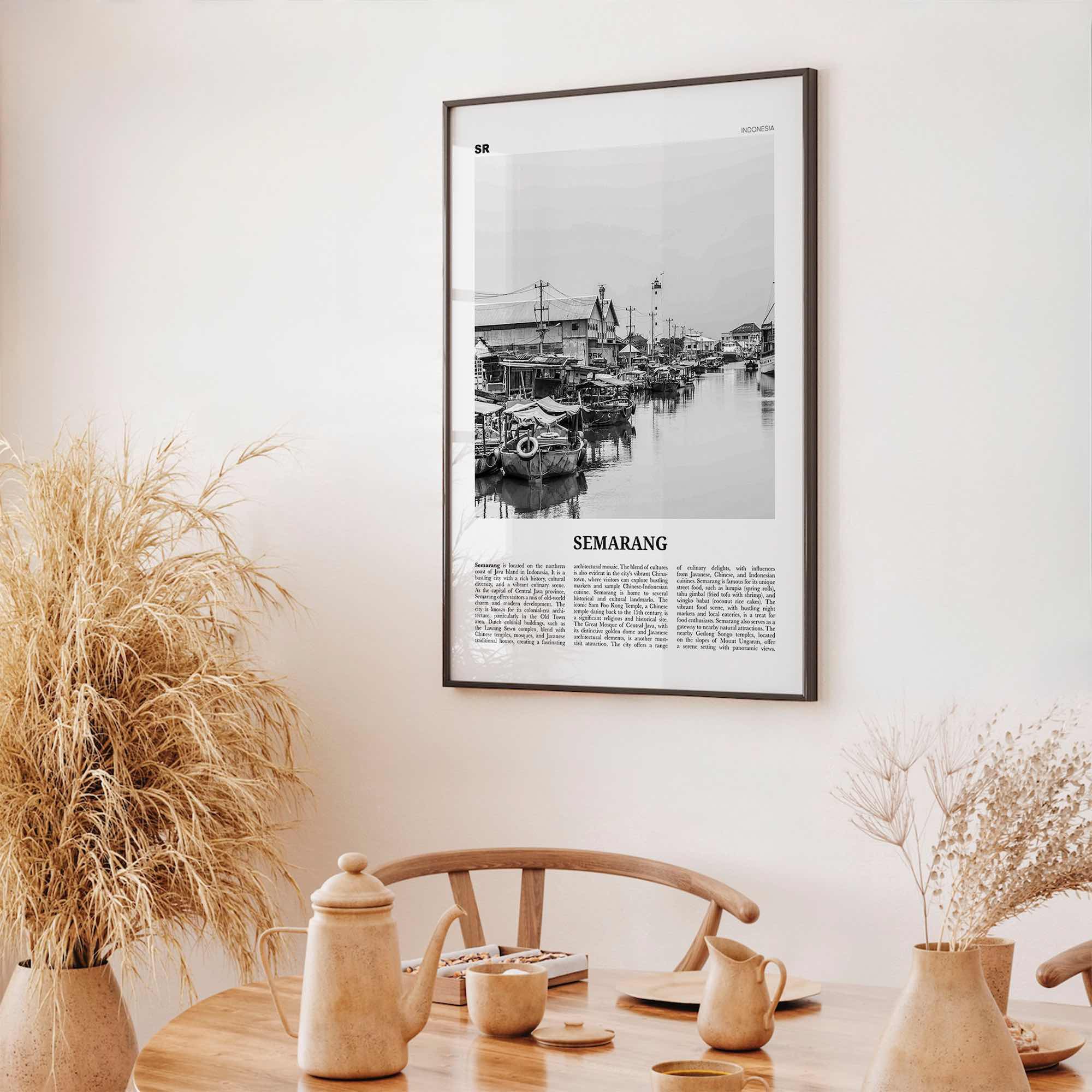 Semarang Print Black and White, Semarang Wall Art, Semarang Poster, Semarang Photo, Semarang Wall Décor, Semarang Map, Indonesia