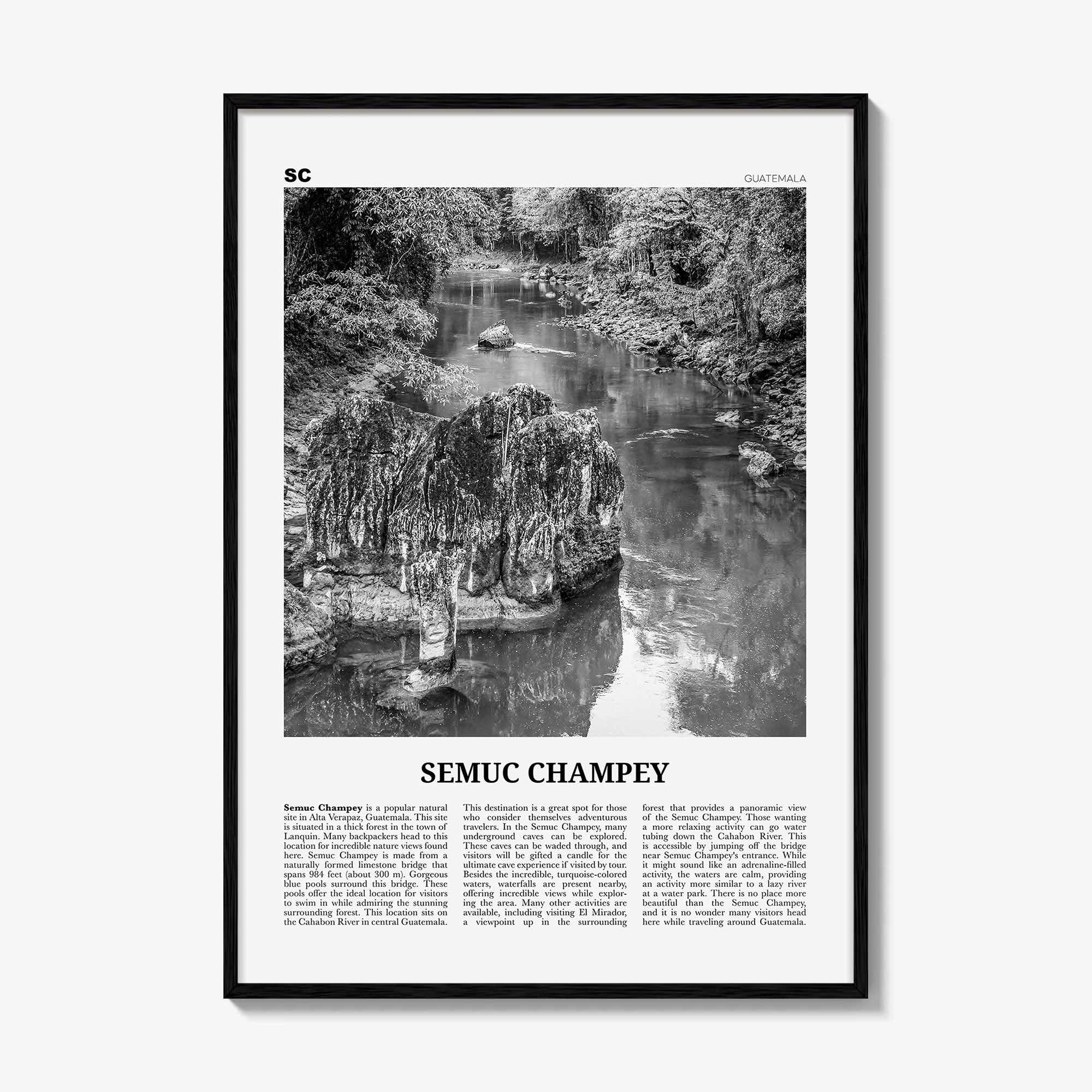 Semuc Champey Print Black and White, Semuc Champey Wall Art, Semuc Champey Poster, Semuc Champey Photo, Semuc Champey Wall Décor, Guatemala