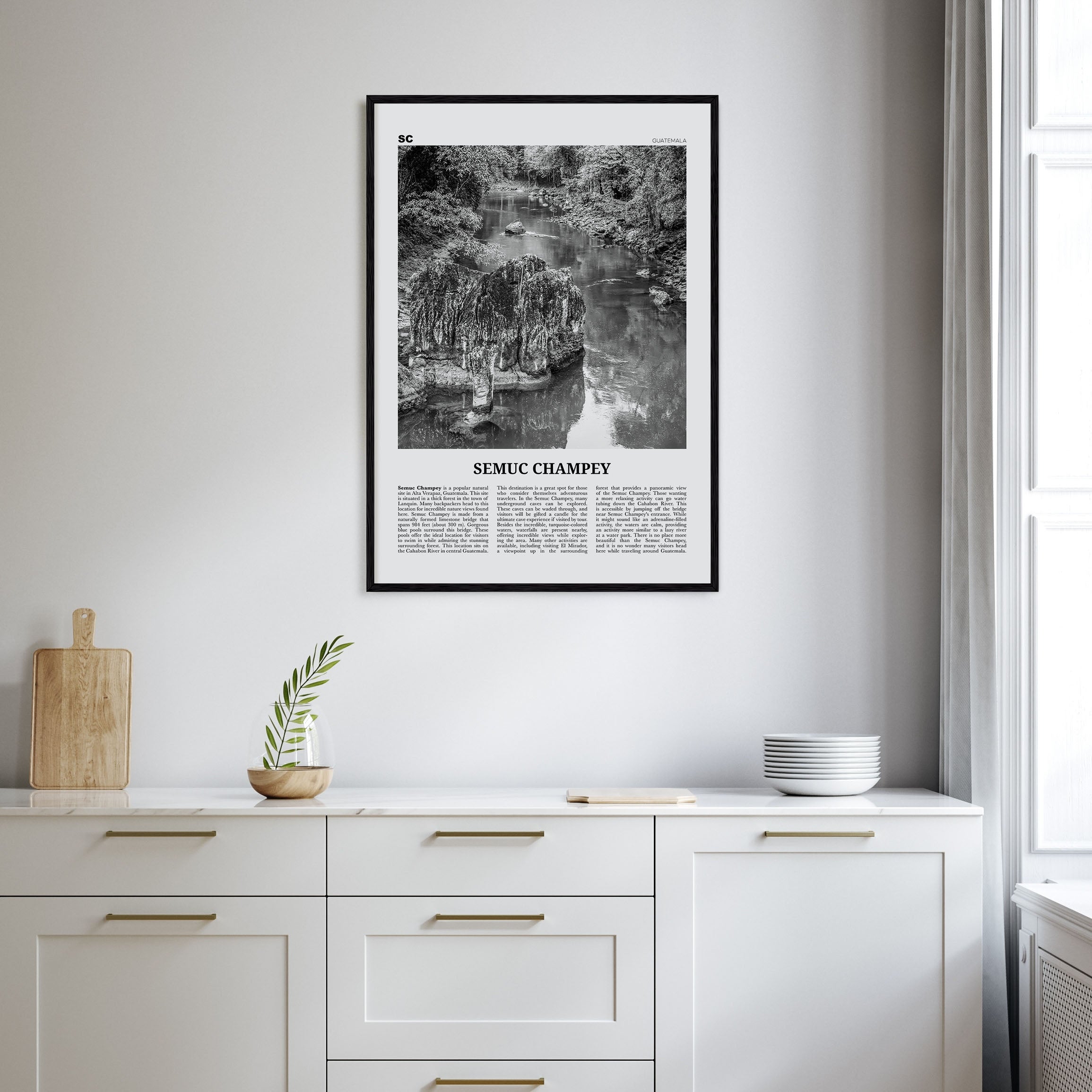 Semuc Champey Travel B&W Poster